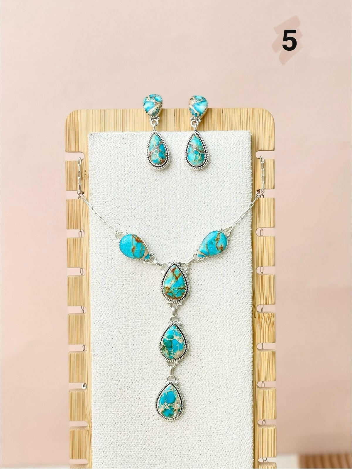 Desert Blue Jasper Necklace and Earring Set-Necklaces-Krush Kandy, Women's Online Fashion Boutique Located in Phoenix, Arizona (Scottsdale Area)
