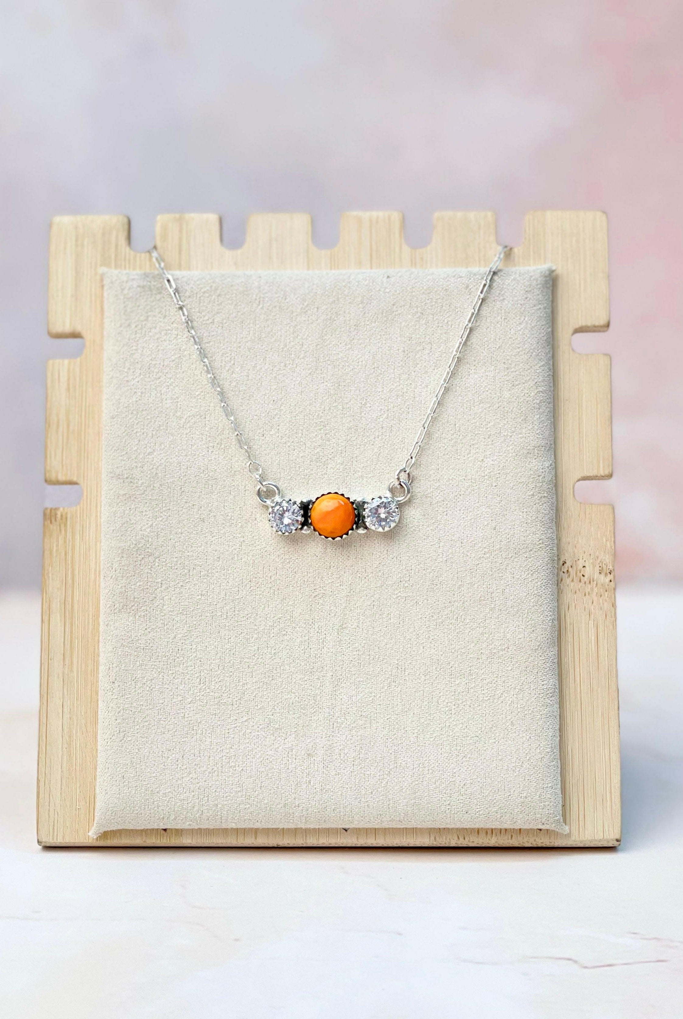 Tangerine Rosarita CZ Dainty Necklace-Necklaces-Krush Kandy, Women's Online Fashion Boutique Located in Phoenix, Arizona (Scottsdale Area)