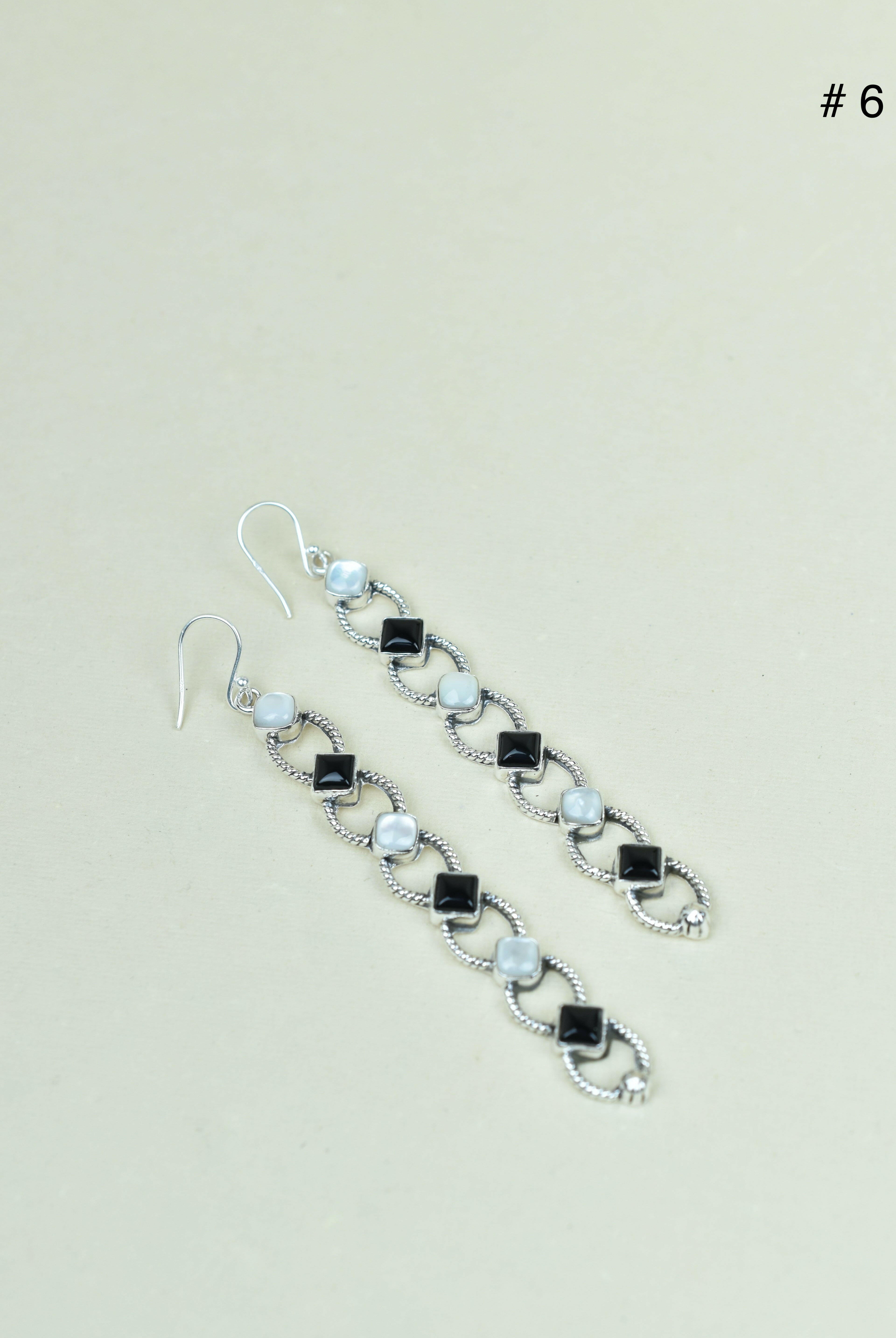 Sterling Silver Six Stone Cascading Earrings-Drop Earrings-Krush Kandy, Women's Online Fashion Boutique Located in Phoenix, Arizona (Scottsdale Area)