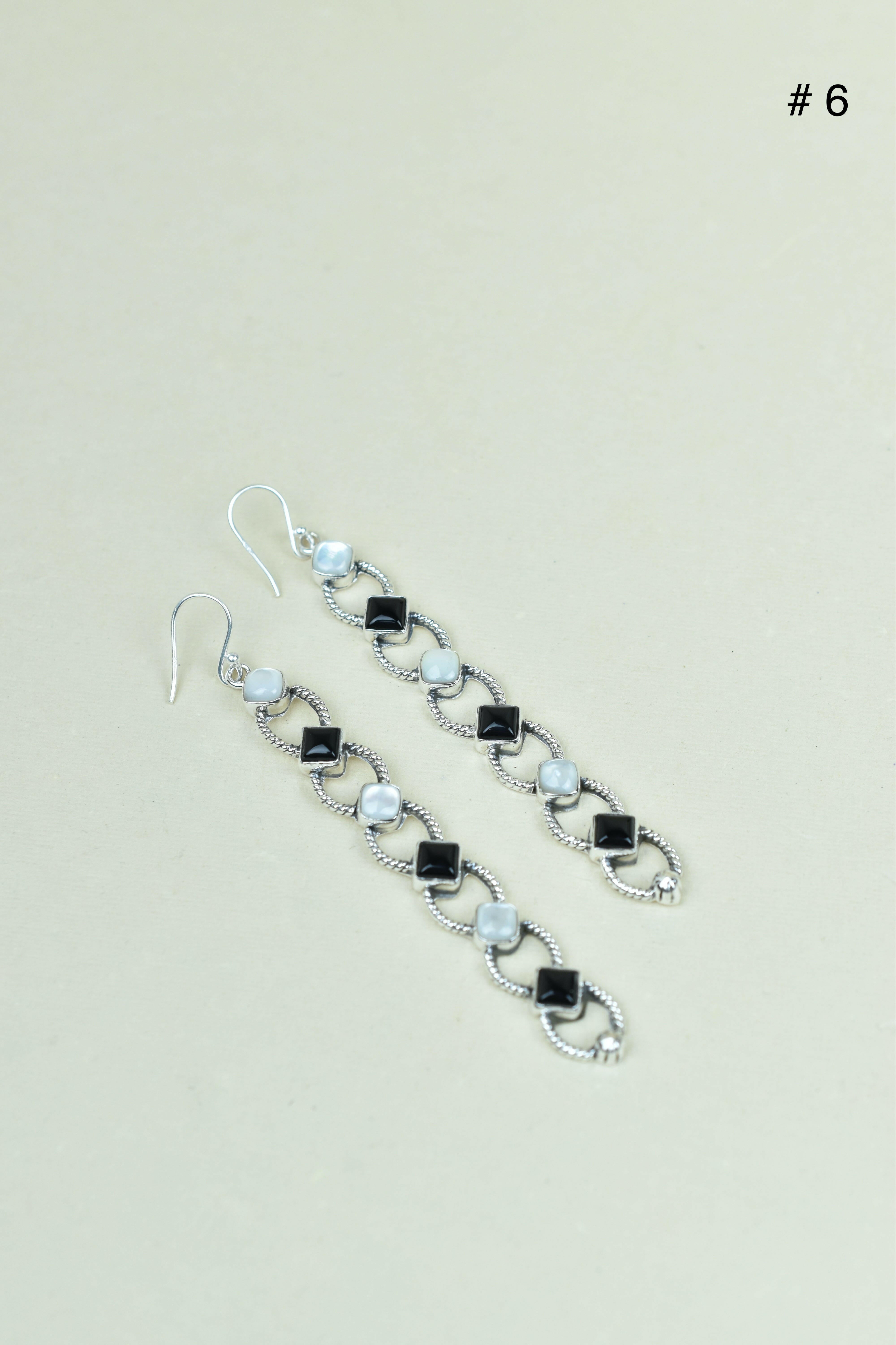 Sterling Silver Six Stone Cascading Earrings-Drop Earrings-Krush Kandy, Women's Online Fashion Boutique Located in Phoenix, Arizona (Scottsdale Area)