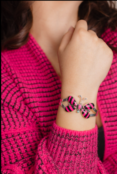 Butterfly Stripe Stone Cuff-Bracelets-Krush Kandy, Women's Online Fashion Boutique Located in Phoenix, Arizona (Scottsdale Area)