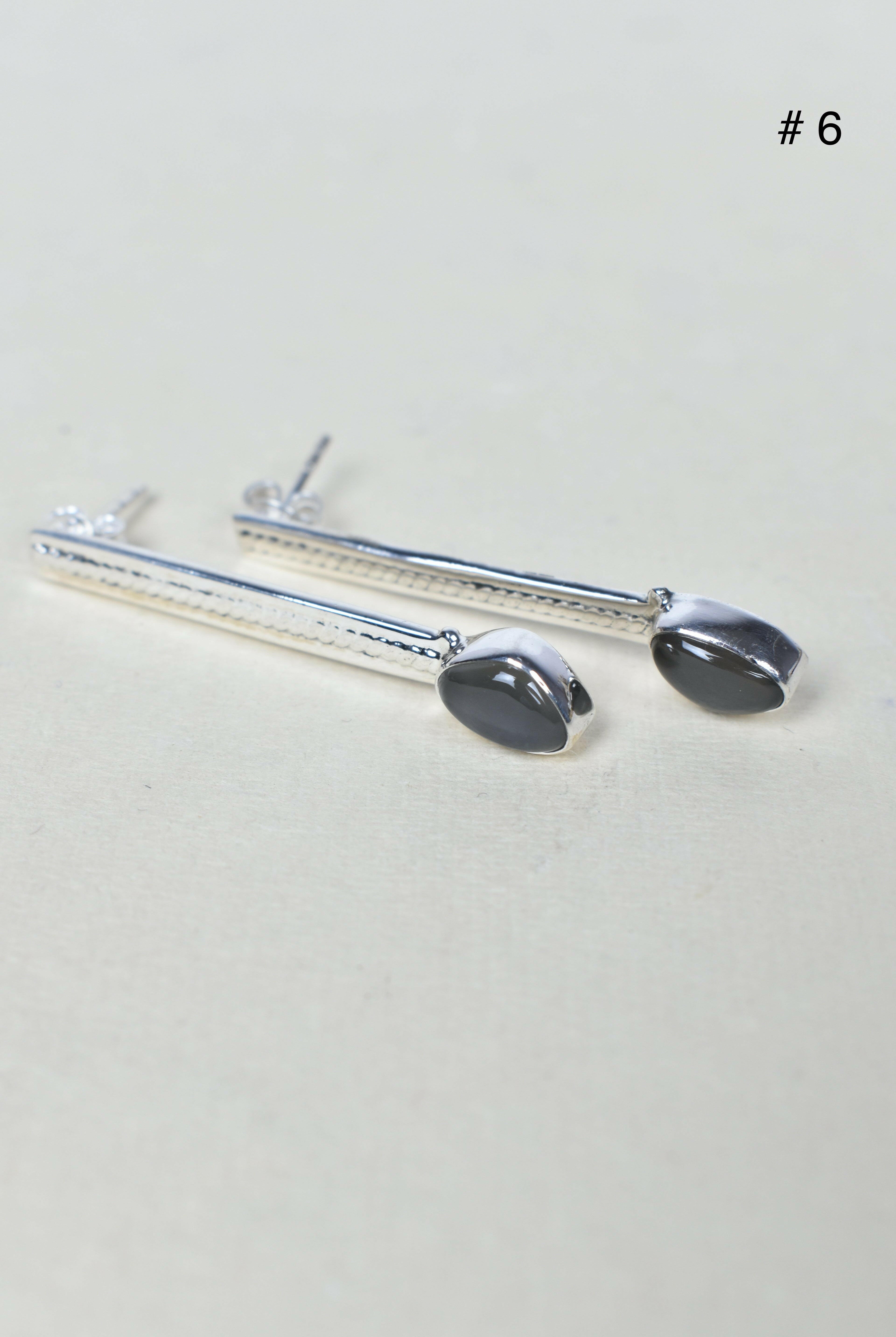 Silver Solitaire Bar Earrings-Drop Earrings-Krush Kandy, Women's Online Fashion Boutique Located in Phoenix, Arizona (Scottsdale Area)