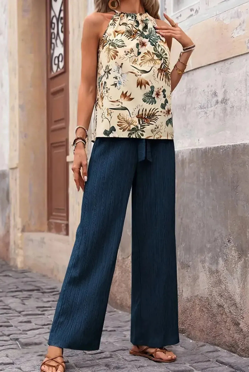 Printed Tank Top and Wide Leg Pants Set-Tops-Krush Kandy, Women's Online Fashion Boutique Located in Phoenix, Arizona (Scottsdale Area)