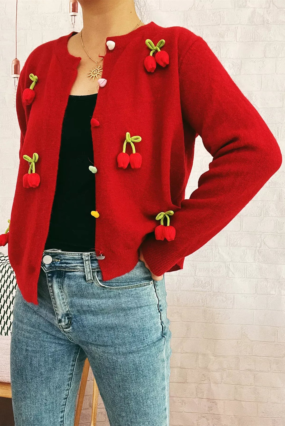 Flower Button Up Long Sleeve Cardigan-Cardigans-Krush Kandy, Women's Online Fashion Boutique Located in Phoenix, Arizona (Scottsdale Area)