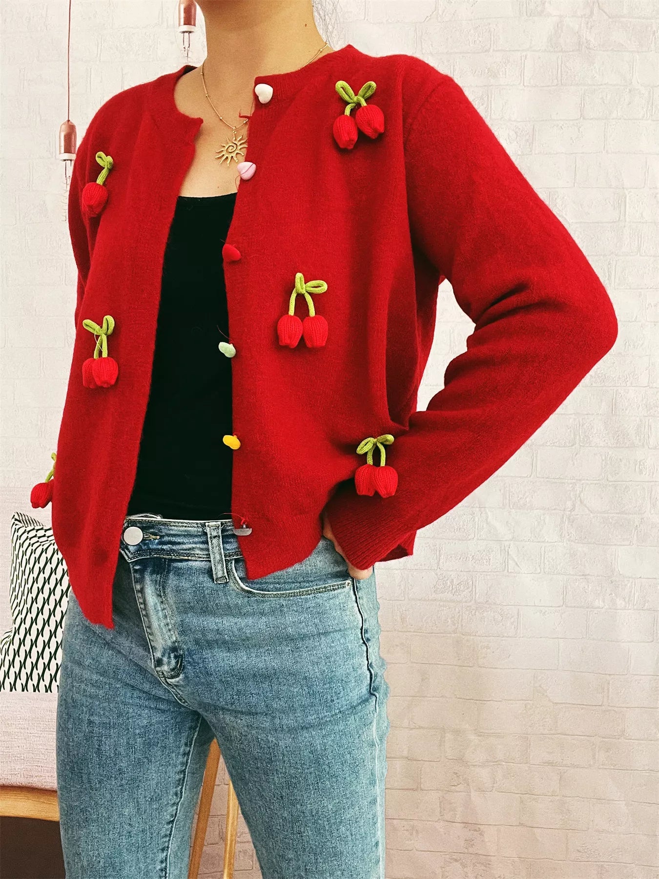 Flower Button Up Long Sleeve Cardigan-Cardigans-Krush Kandy, Women's Online Fashion Boutique Located in Phoenix, Arizona (Scottsdale Area)