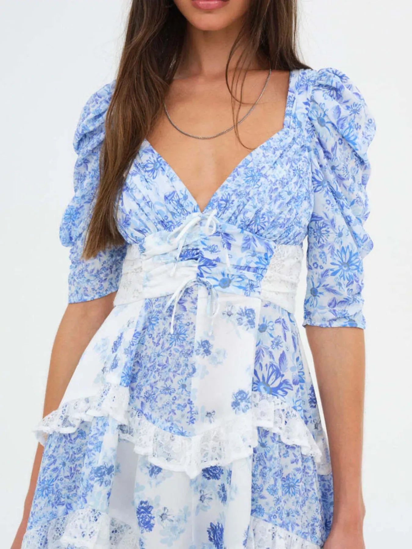Ruffled Floral Print Half Sleeve Dress-Dresses-Krush Kandy, Women's Online Fashion Boutique Located in Phoenix, Arizona (Scottsdale Area)