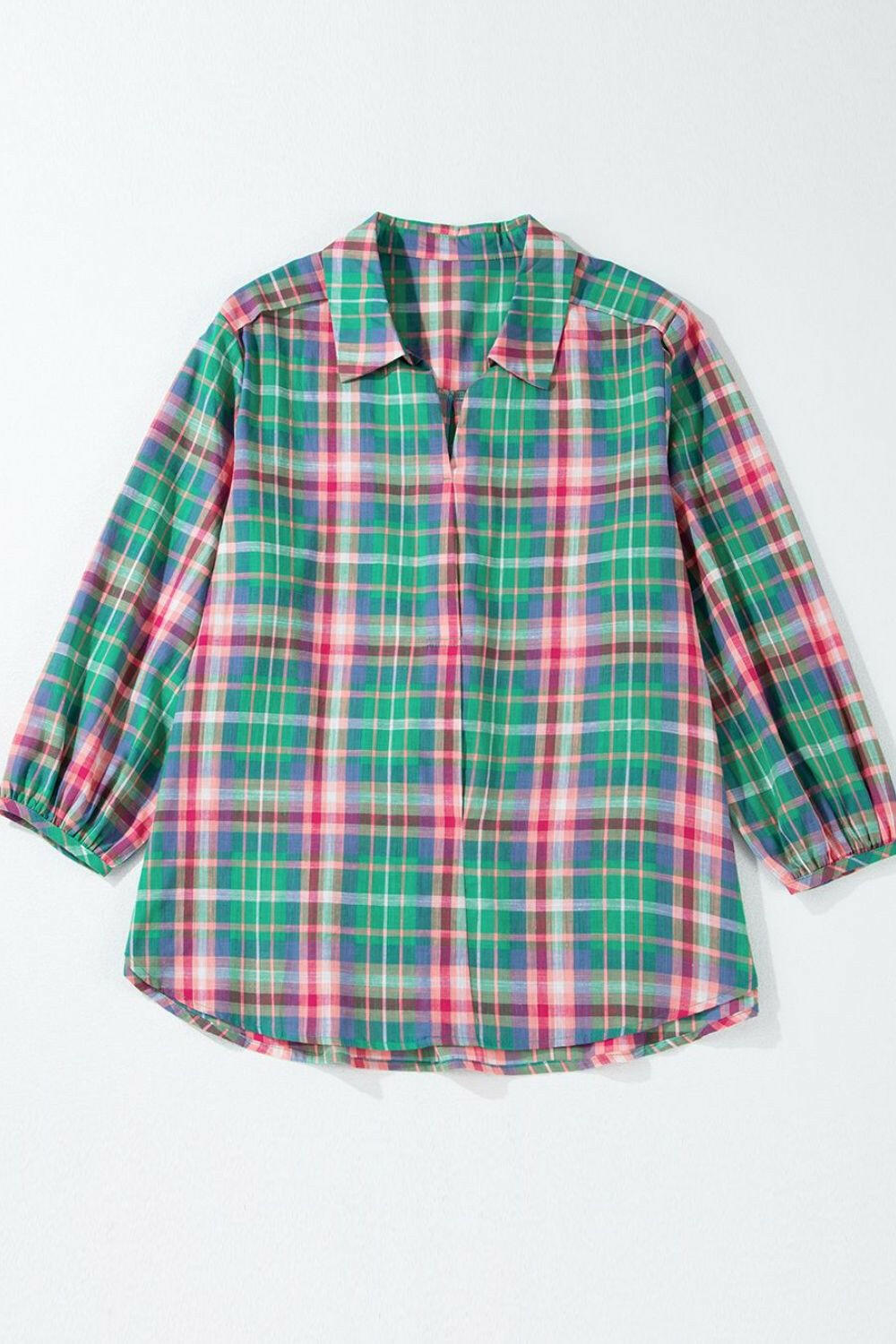 Pastel Plaid Button-Up Blouse-Blouses-Krush Kandy, Women's Online Fashion Boutique Located in Phoenix, Arizona (Scottsdale Area)