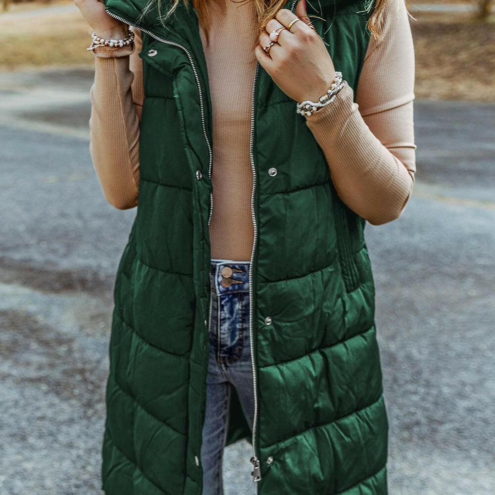 Longline Hooded Sleeveless Puffer Vest-Krush Kandy, Women's Online Fashion Boutique Located in Phoenix, Arizona (Scottsdale Area)