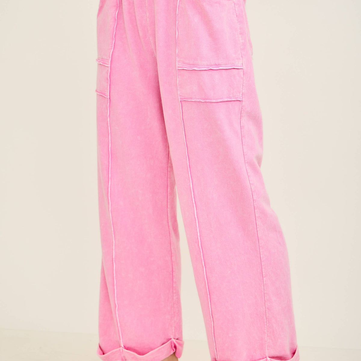 Mineral Washed Raw Hems Pants