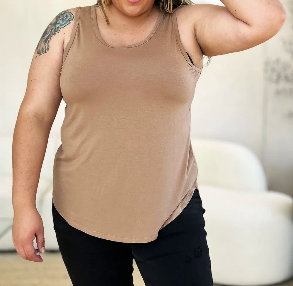 Basic Bae Full Size Round Neck Curved Hem Tank-Tops-Krush Kandy, Women's Online Fashion Boutique Located in Phoenix, Arizona (Scottsdale Area)