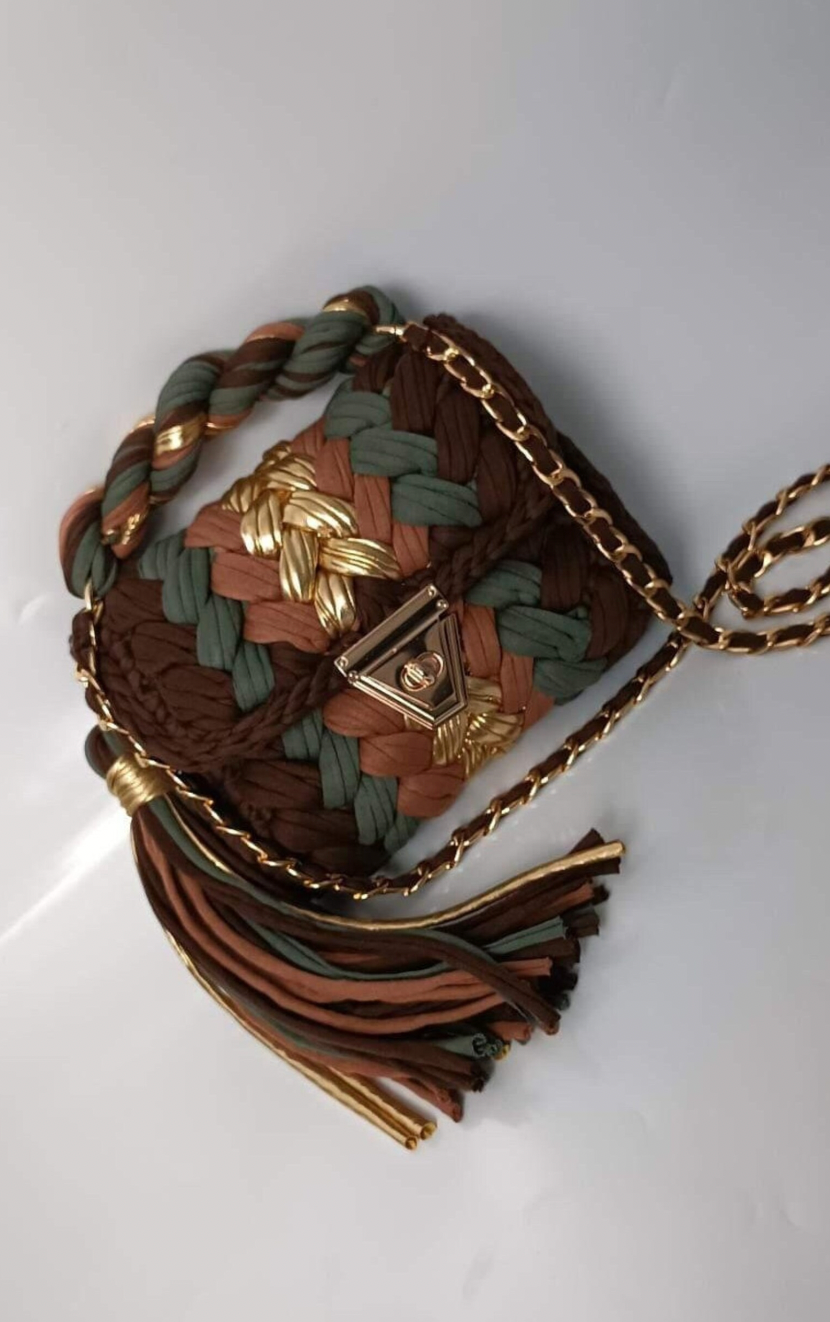 Chestnut Charm Metallic Leather Handmade Crochet Purse-handbags-Krush Kandy, Women's Online Fashion Boutique Located in Phoenix, Arizona (Scottsdale Area)