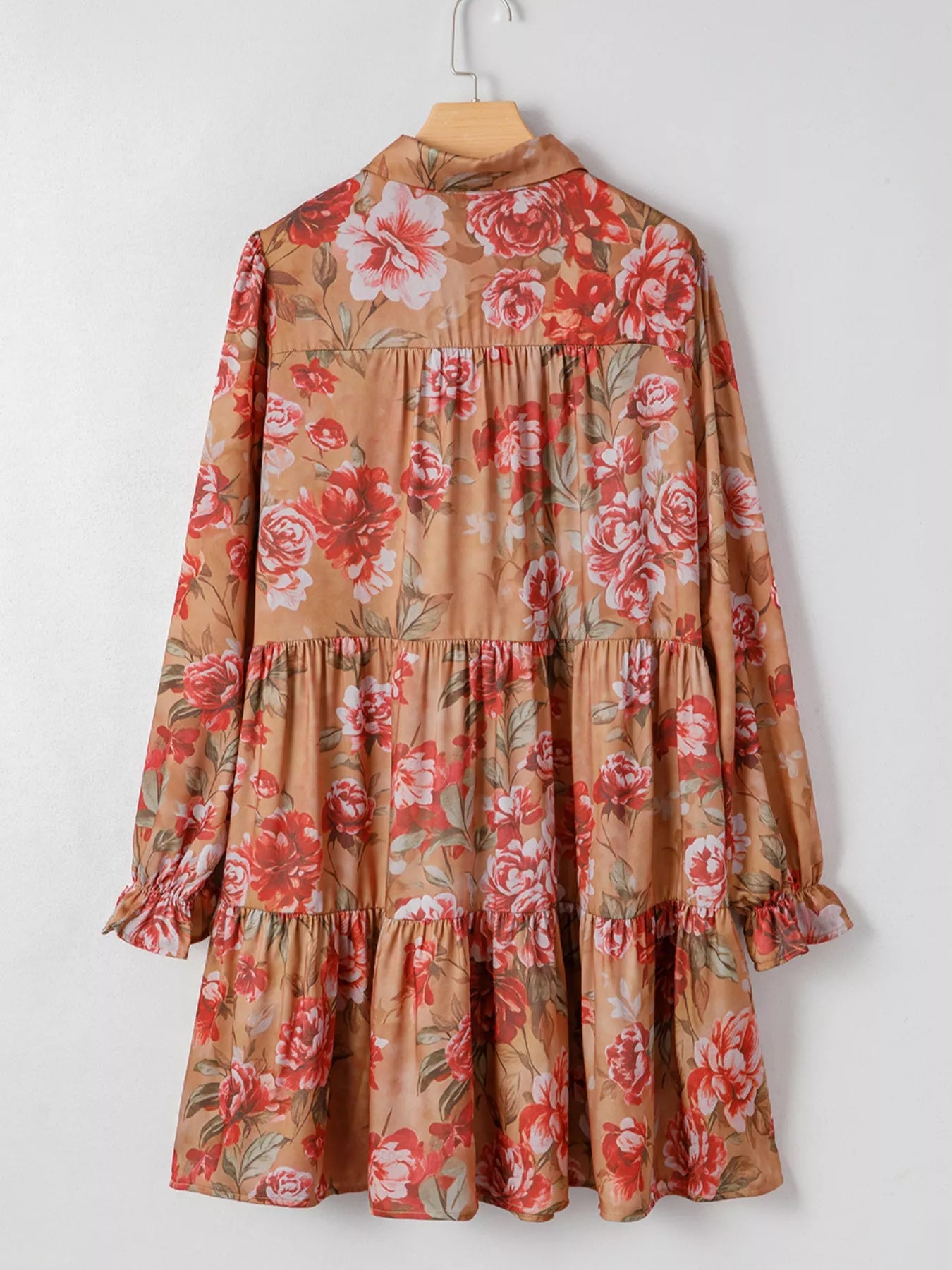 Floral Print Half Button Flounce Sleeve Ruffle Mini Dress-Dresses-Krush Kandy, Women's Online Fashion Boutique Located in Phoenix, Arizona (Scottsdale Area)