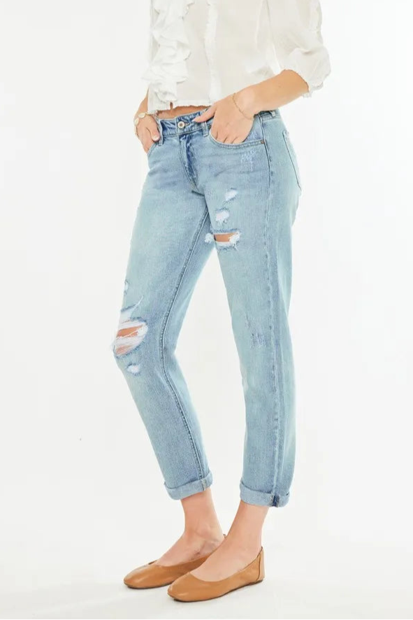 Kancan Mid Rise Distressed Boyfriend Fit Jeans-Denim-Krush Kandy, Women's Online Fashion Boutique Located in Phoenix, Arizona (Scottsdale Area)