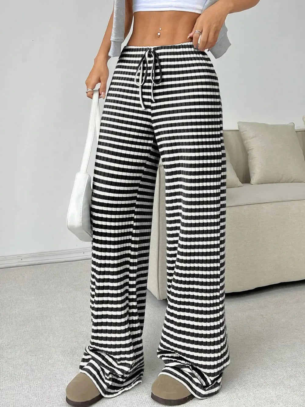 Tied Striped Wide Leg Pants-PANTS-Krush Kandy, Women's Online Fashion Boutique Located in Phoenix, Arizona (Scottsdale Area)