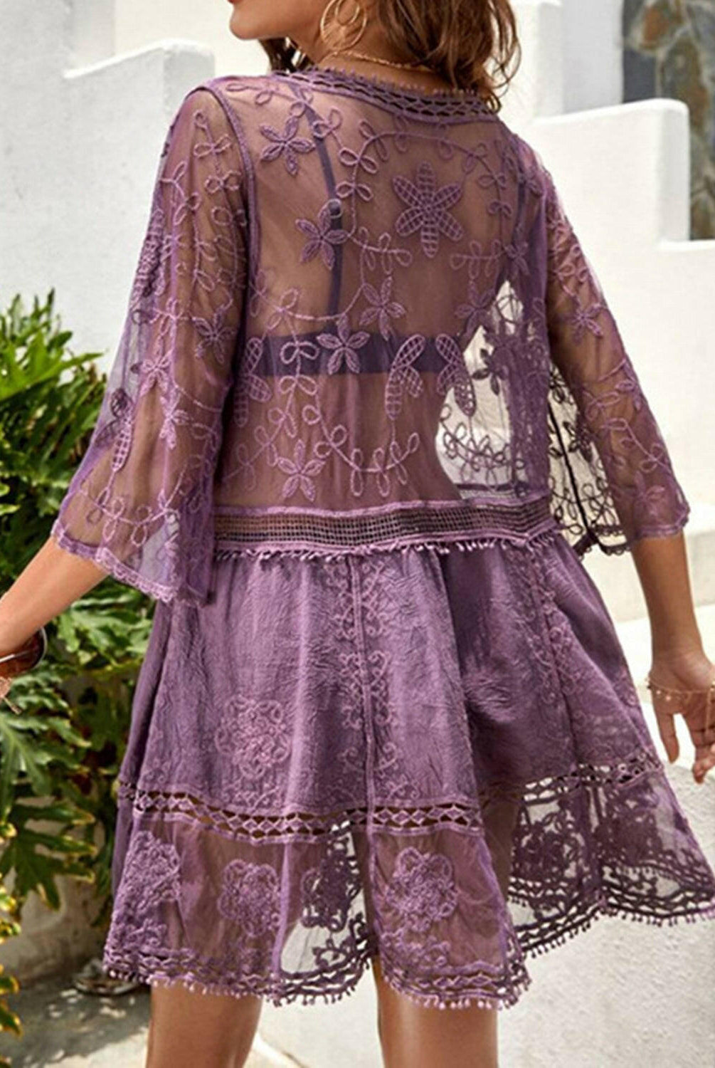 Lace Detail Plunge Cover-Up Dress-Krush Kandy, Women's Online Fashion Boutique Located in Phoenix, Arizona (Scottsdale Area)