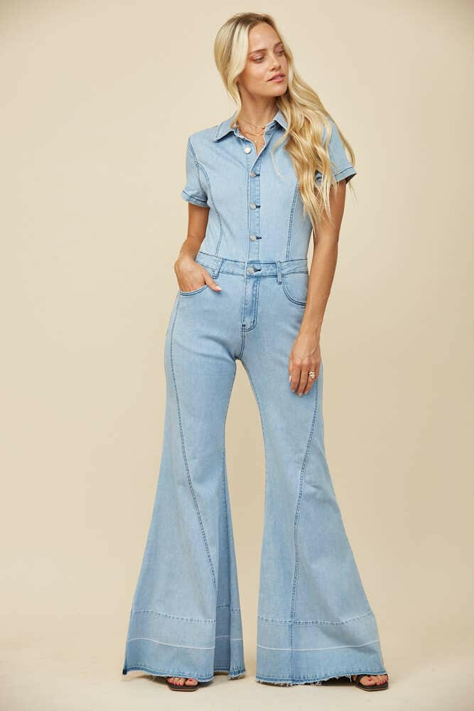 High Noon Denim Jumpsuit-Jumpsuits & Rompers-Krush Kandy, Women's Online Fashion Boutique Located in Phoenix, Arizona (Scottsdale Area)