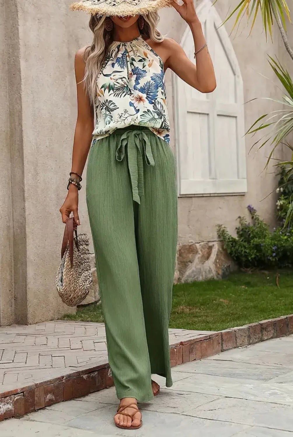 Printed Tank Top and Wide Leg Pants Set-Tops-Krush Kandy, Women's Online Fashion Boutique Located in Phoenix, Arizona (Scottsdale Area)