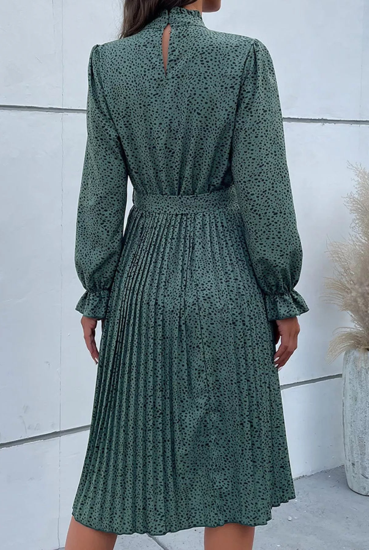 Animal Print Mock Neck Flounce Sleeve Dress-Dresses-Krush Kandy, Women's Online Fashion Boutique Located in Phoenix, Arizona (Scottsdale Area)