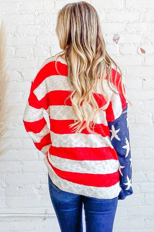 Stars & Stripes Forever Sweater-Sweaters-Krush Kandy, Women's Online Fashion Boutique Located in Phoenix, Arizona (Scottsdale Area)
