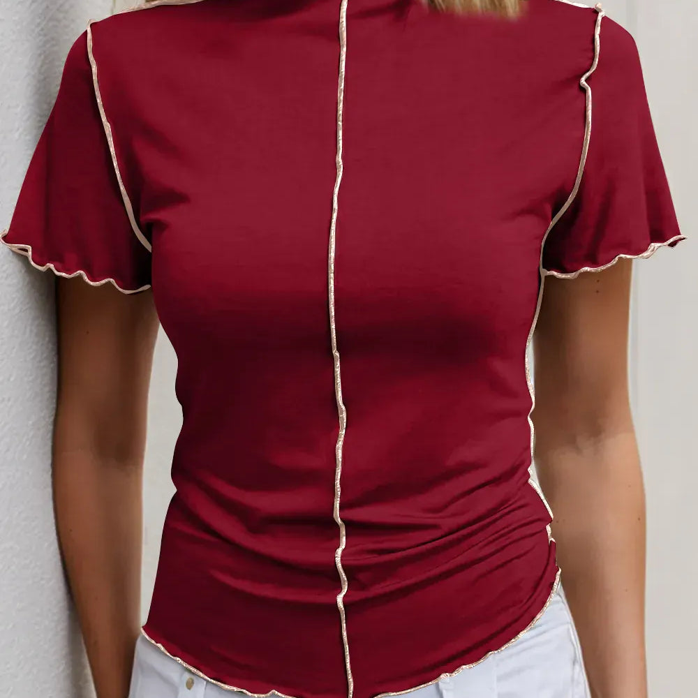 Ruffled Edge Mock Neck Top-Tops-Krush Kandy, Women's Online Fashion Boutique Located in Phoenix, Arizona (Scottsdale Area)
