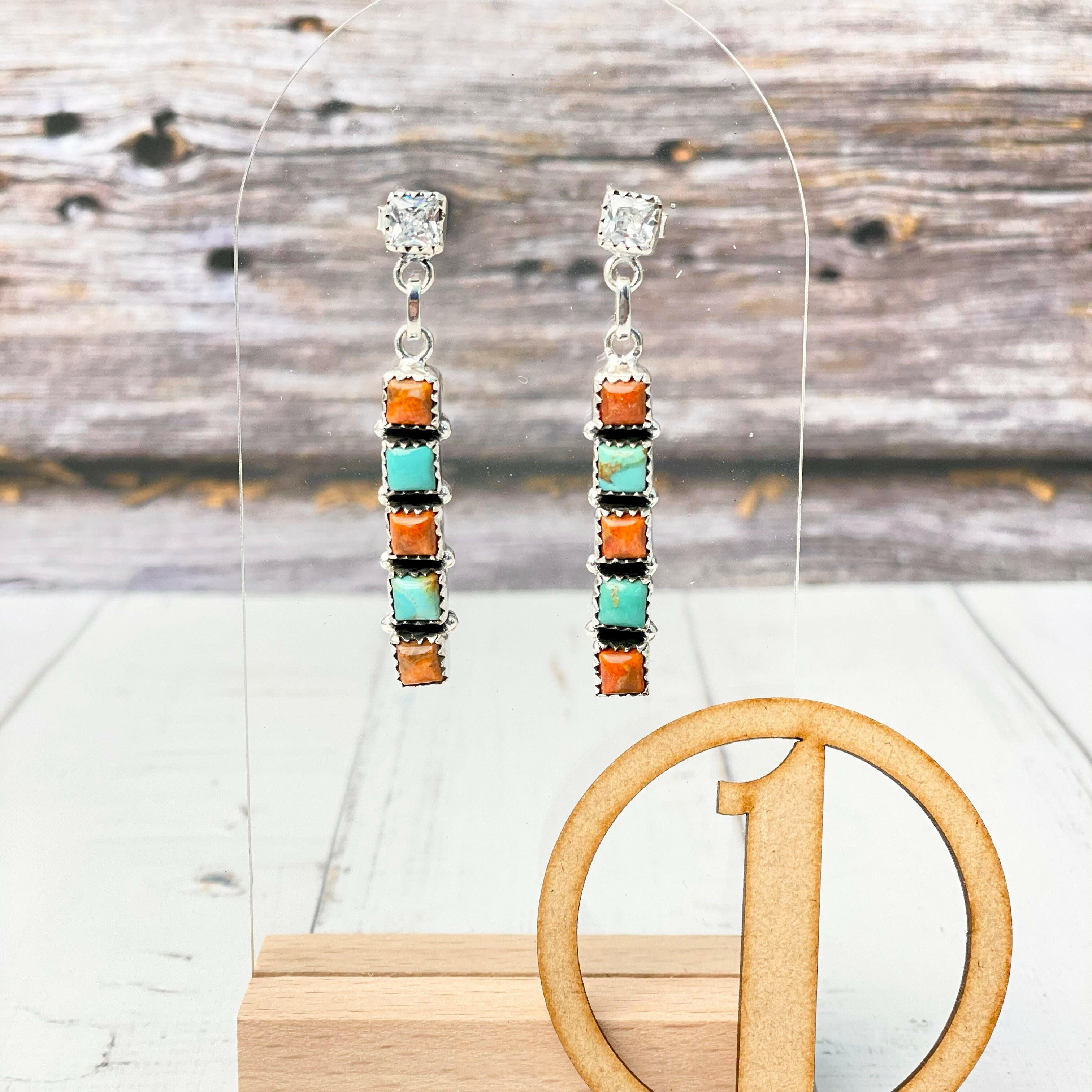 Crystal & Stone Bar Earrings-Earrings-Krush Kandy, Women's Online Fashion Boutique Located in Phoenix, Arizona (Scottsdale Area)