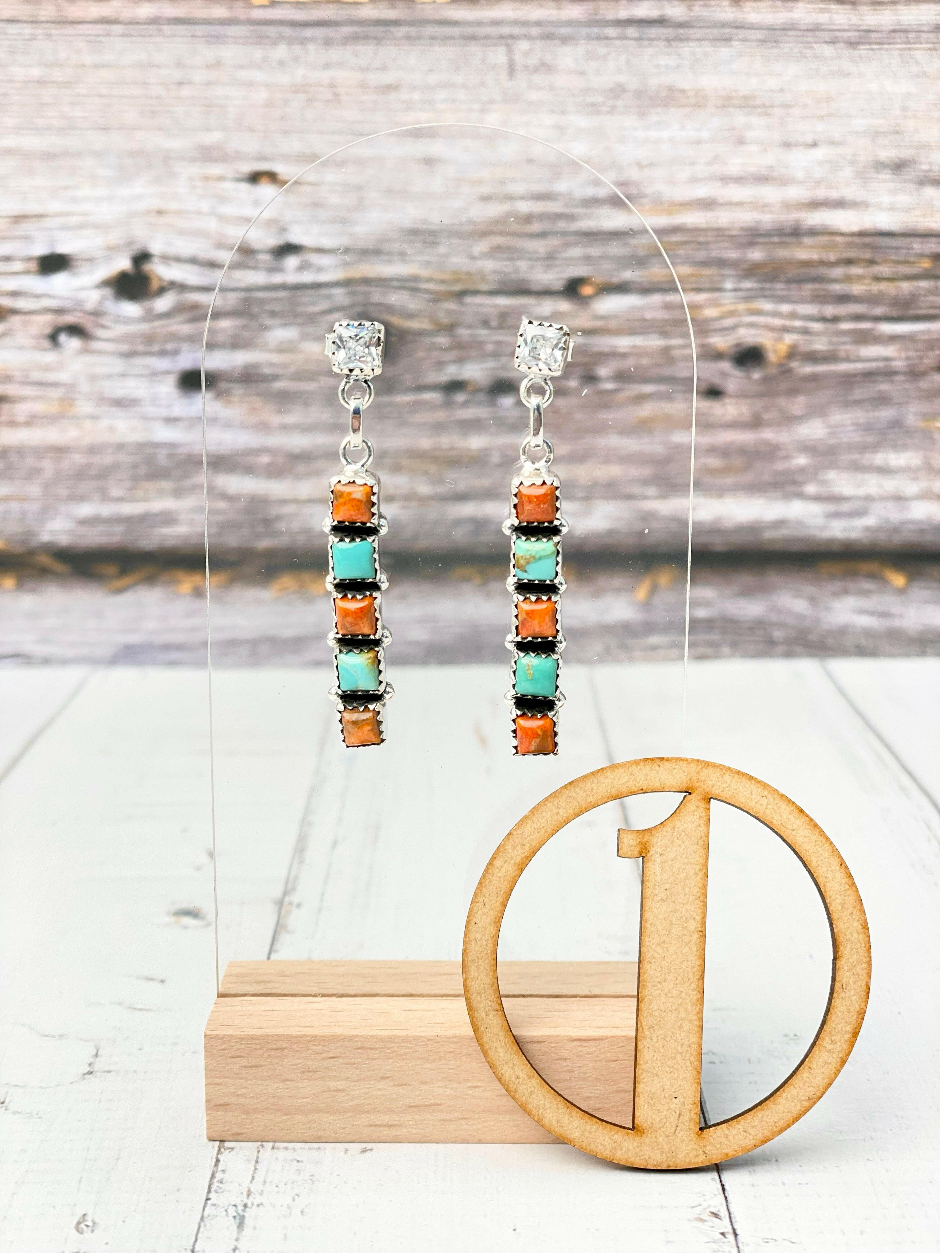 Crystal & Stone Bar Earrings-Earrings-Krush Kandy, Women's Online Fashion Boutique Located in Phoenix, Arizona (Scottsdale Area)
