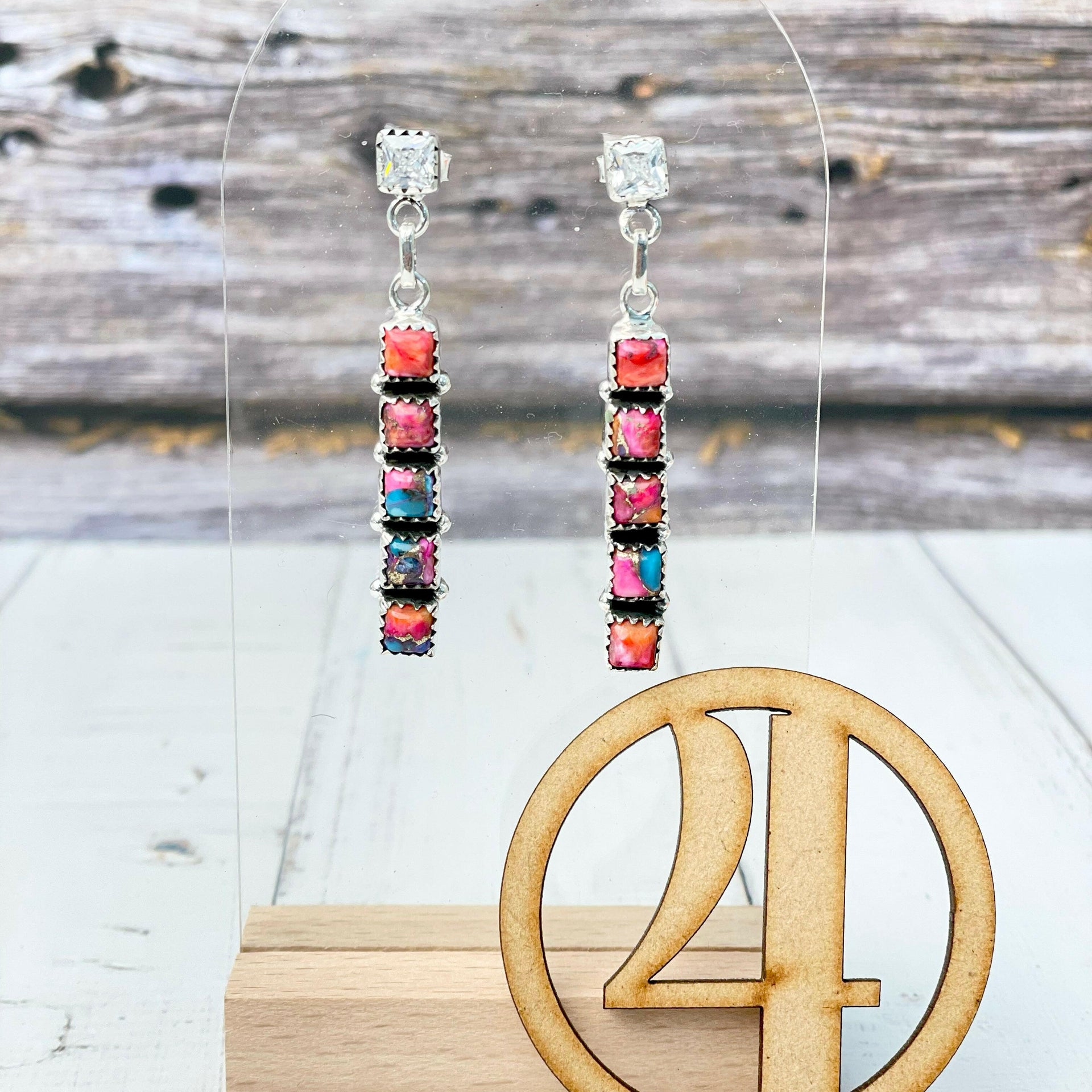Crystal & Stone Bar Earrings-Earrings-Krush Kandy, Women's Online Fashion Boutique Located in Phoenix, Arizona (Scottsdale Area)