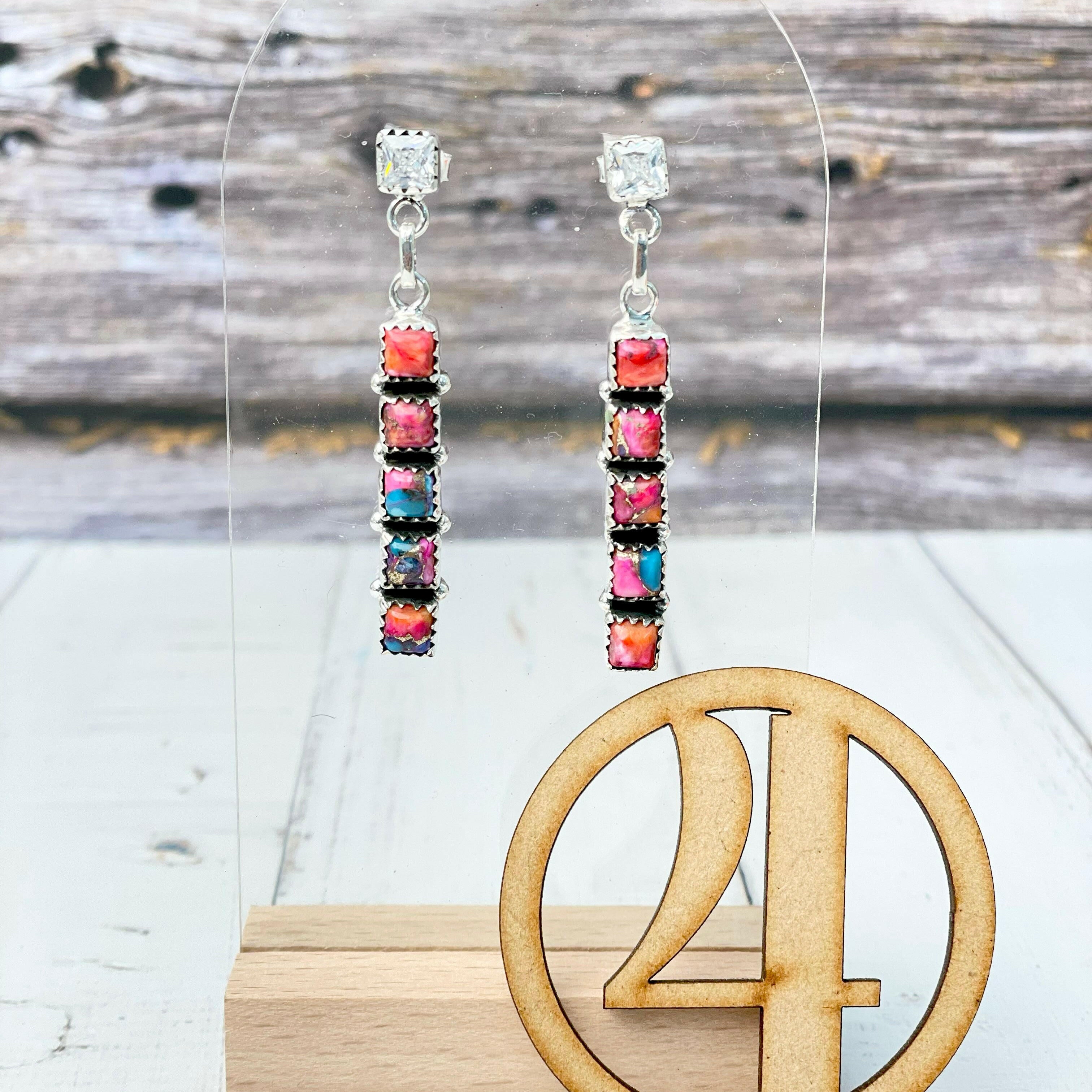 Crystal & Stone Bar Earrings-Earrings-Krush Kandy, Women's Online Fashion Boutique Located in Phoenix, Arizona (Scottsdale Area)