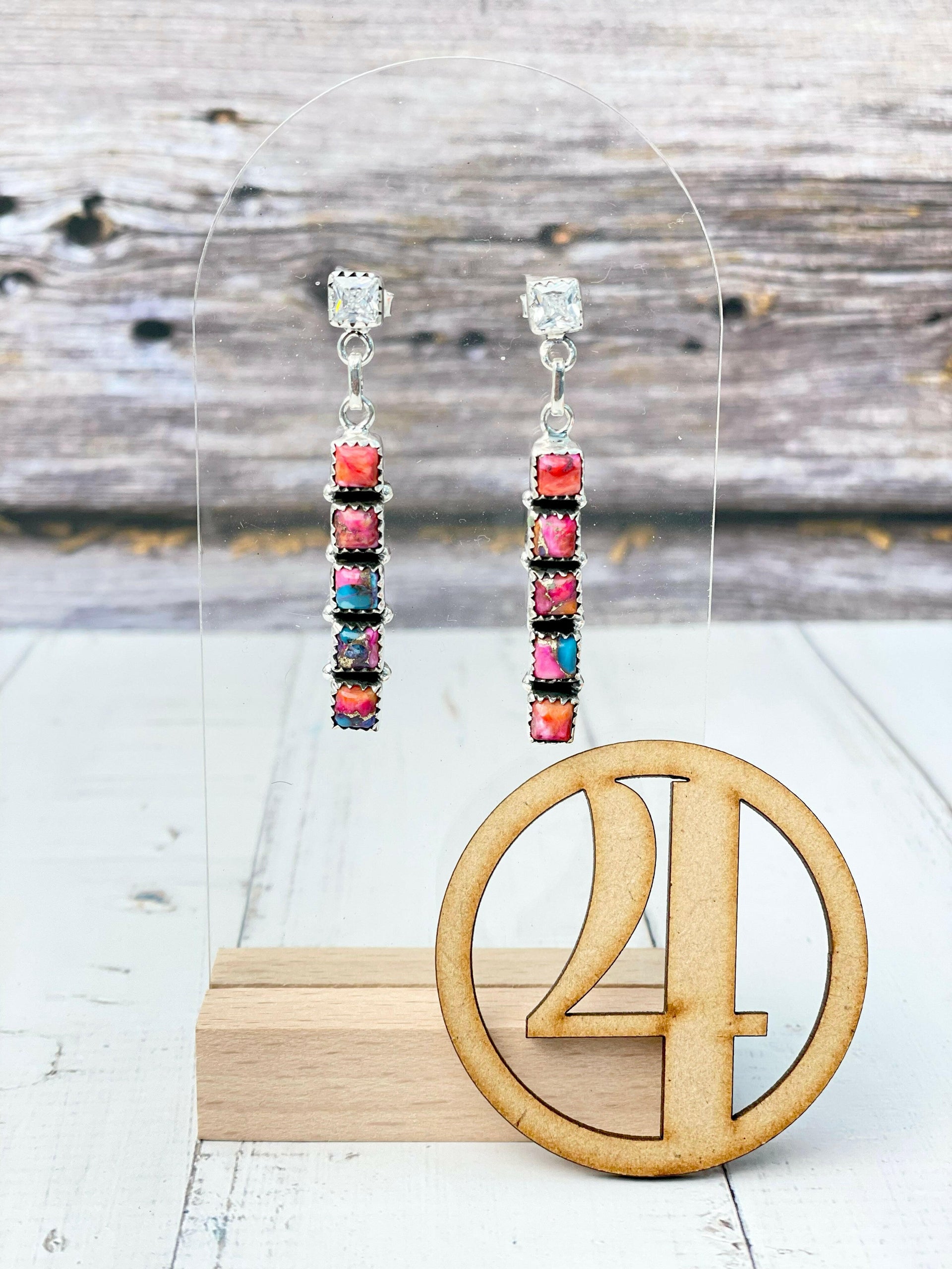 Crystal & Stone Bar Earrings-Earrings-Krush Kandy, Women's Online Fashion Boutique Located in Phoenix, Arizona (Scottsdale Area)