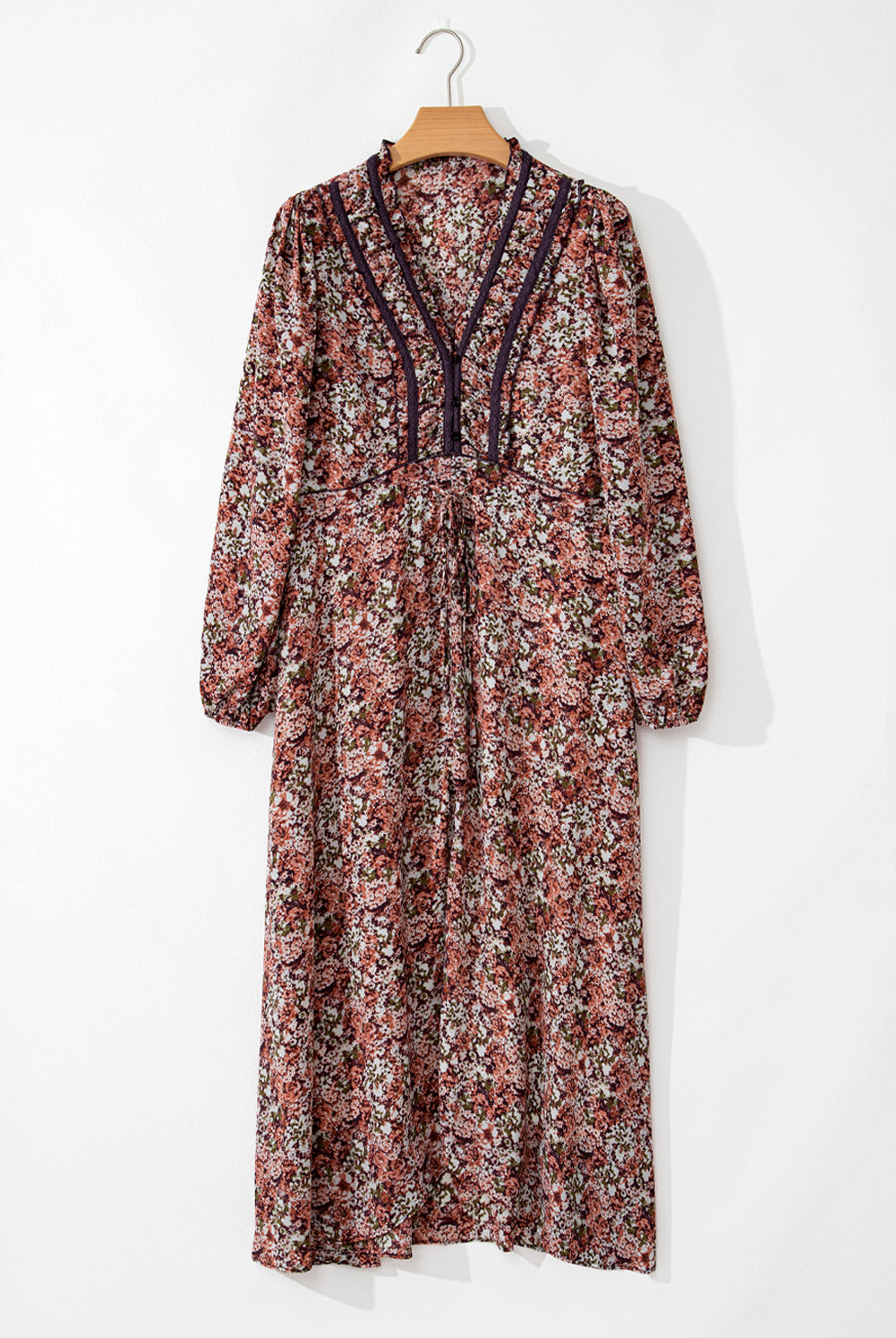 Boho Floral Ruffle Lace Midi Dress-Dresses-Krush Kandy, Women's Online Fashion Boutique Located in Phoenix, Arizona (Scottsdale Area)