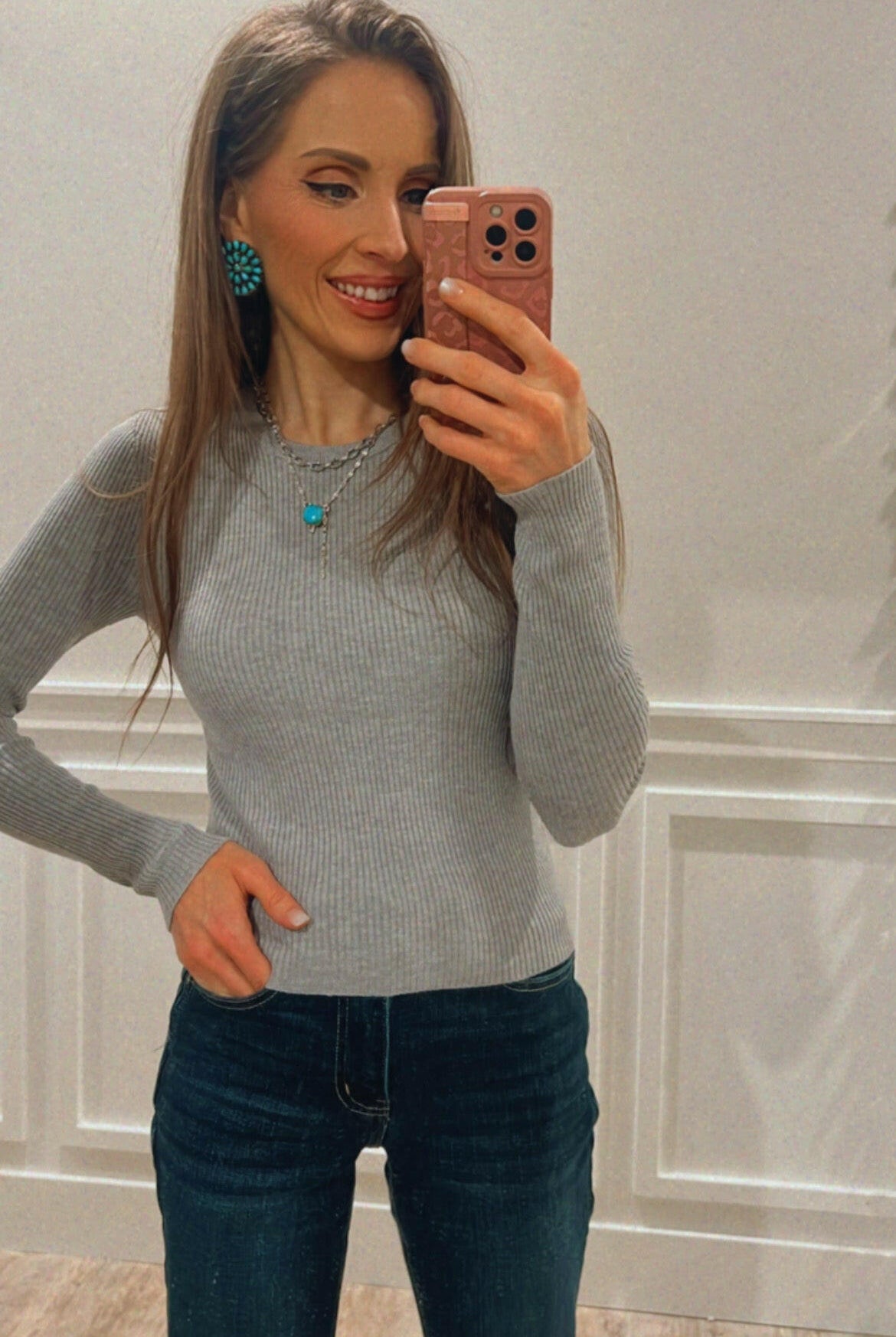 Luxe Ribbed Long Sleeve Crew Sweater-Tops-Krush Kandy, Women's Online Fashion Boutique Located in Phoenix, Arizona (Scottsdale Area)