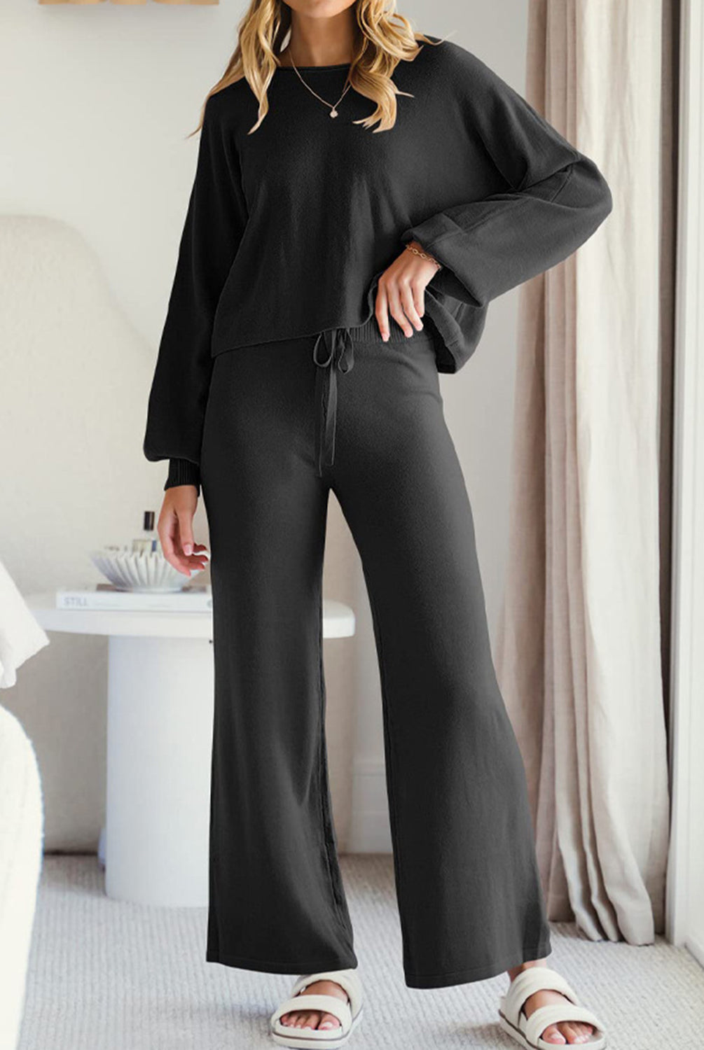 Long Sleeve Lounge Top and Drawstring Pants Set-Krush Kandy, Women's Online Fashion Boutique Located in Phoenix, Arizona (Scottsdale Area)