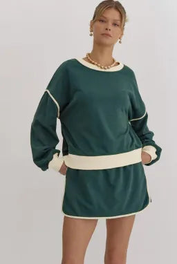 Chic Duo Contrast Pullover Skort Set | 4 Color Options-2 Piece Outfit Sets-Krush Kandy, Women's Online Fashion Boutique Located in Phoenix, Arizona (Scottsdale Area)