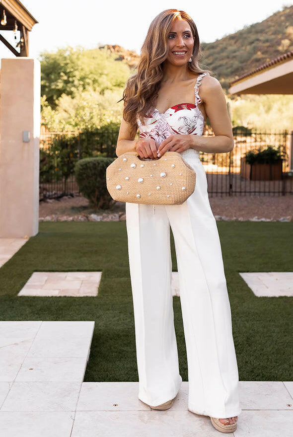 Pearl Detail Straw Clutch-handbags-Krush Kandy, Women's Online Fashion Boutique Located in Phoenix, Arizona (Scottsdale Area)