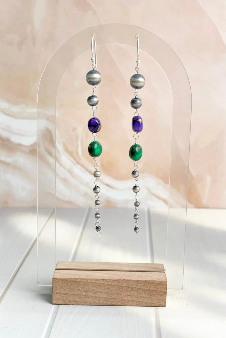 Desert Pearl Dahlia Long Dangle Earrings-Earrings-Krush Kandy, Women's Online Fashion Boutique Located in Phoenix, Arizona (Scottsdale Area)