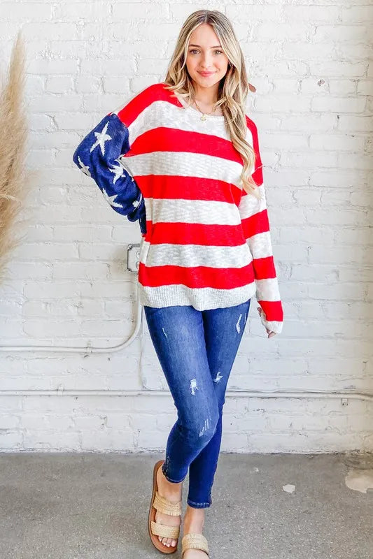 Stars & Stripes Forever Sweater-Sweaters-Krush Kandy, Women's Online Fashion Boutique Located in Phoenix, Arizona (Scottsdale Area)