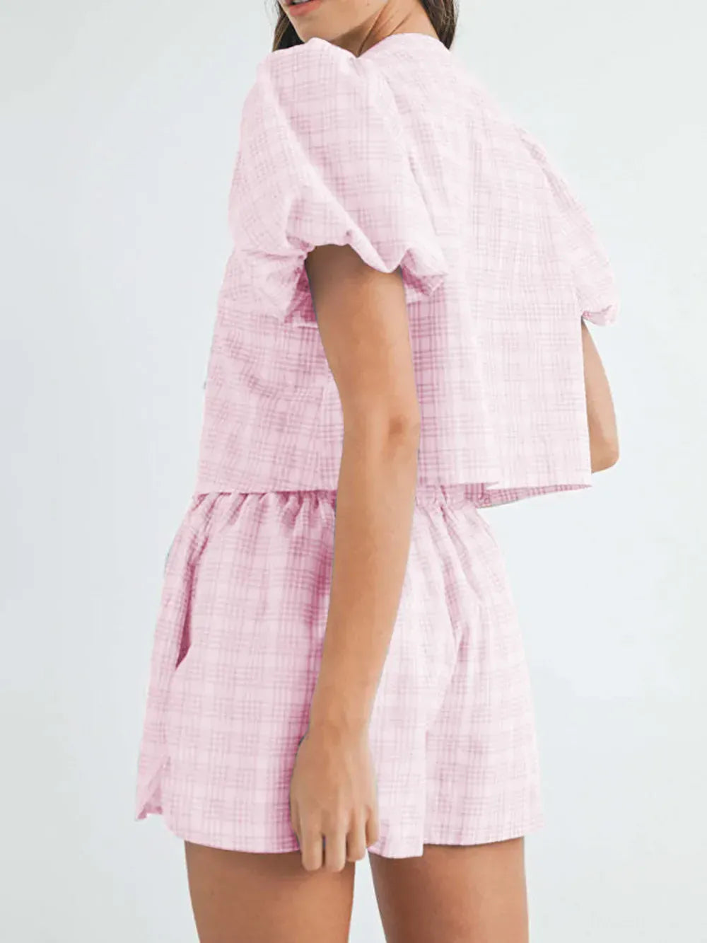 V-Neck Puff Sleeve Top and Shorts Set-Krush Kandy, Women's Online Fashion Boutique Located in Phoenix, Arizona (Scottsdale Area)