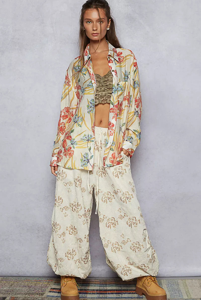 POL Floral Print Button Down Long Sleeve Shirt-Tops-Krush Kandy, Women's Online Fashion Boutique Located in Phoenix, Arizona (Scottsdale Area)