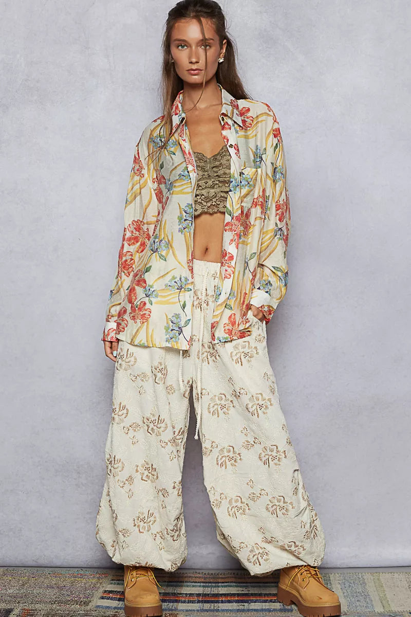 POL Floral Print Button Down Long Sleeve Shirt-Tops-Krush Kandy, Women's Online Fashion Boutique Located in Phoenix, Arizona (Scottsdale Area)