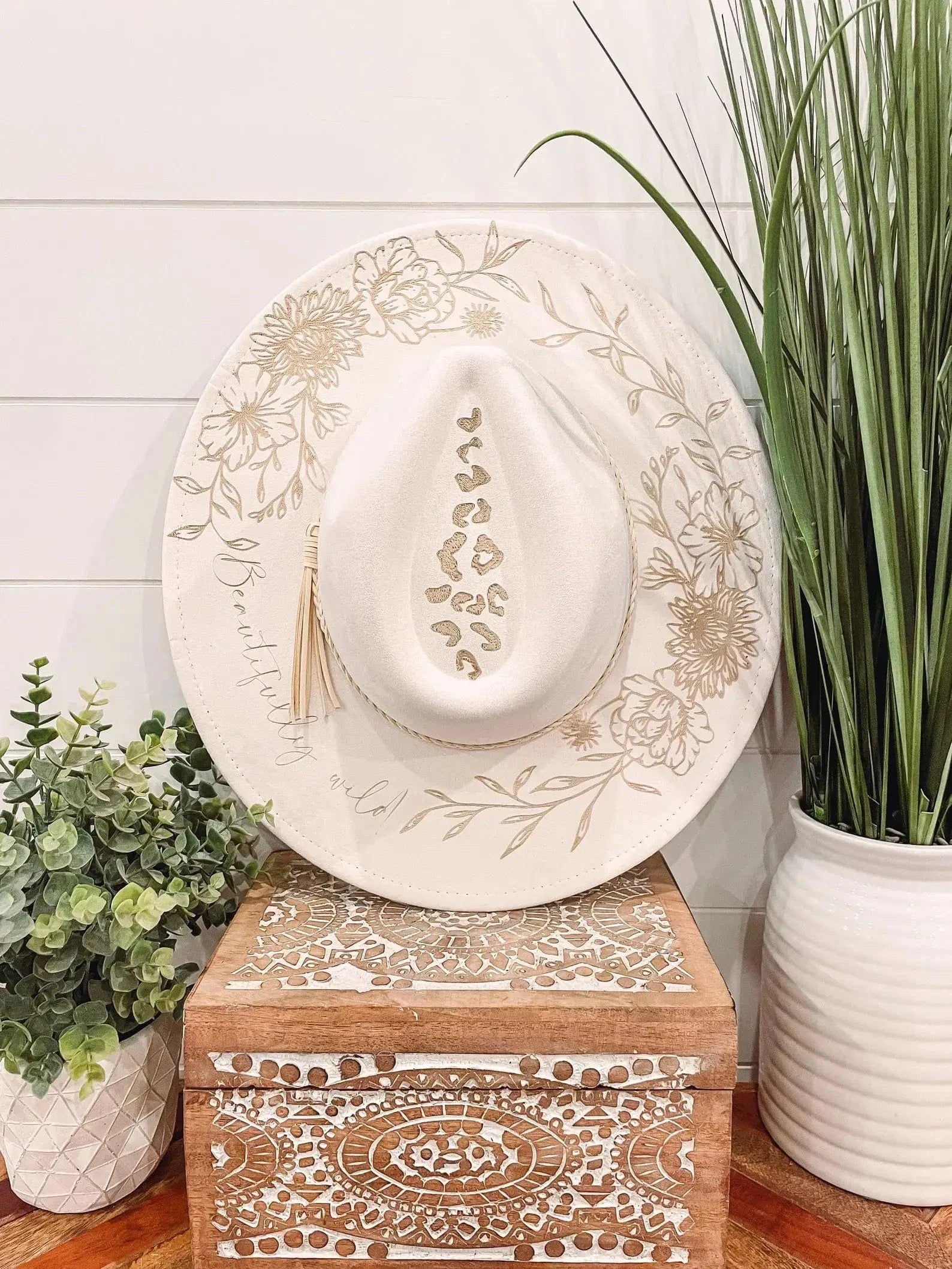 Engraved Floral Hat-Hats-Krush Kandy, Women's Online Fashion Boutique Located in Phoenix, Arizona (Scottsdale Area)