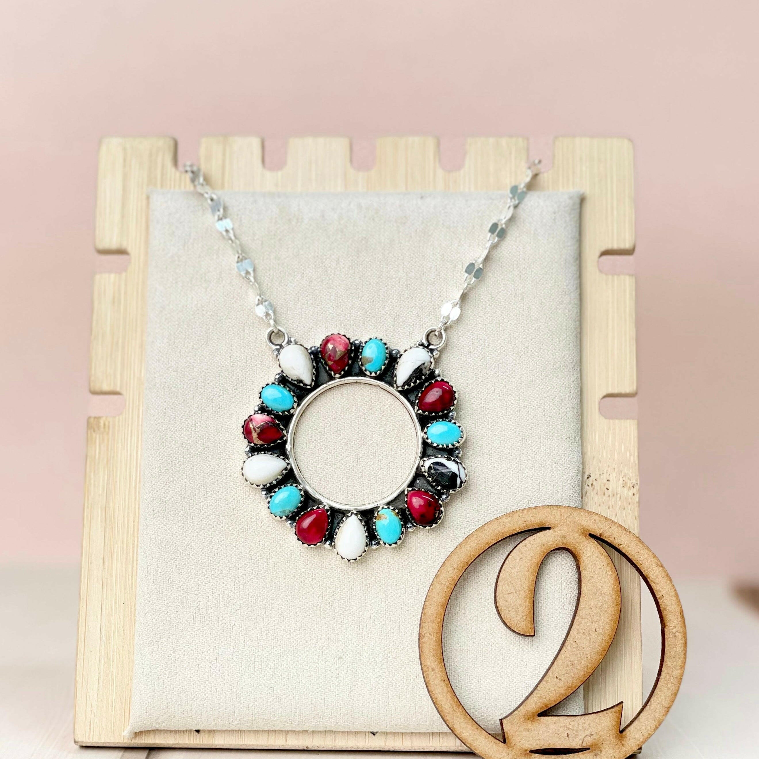Canyon Dreams Halo Multistone Necklace-Necklaces-Krush Kandy, Women's Online Fashion Boutique Located in Phoenix, Arizona (Scottsdale Area)