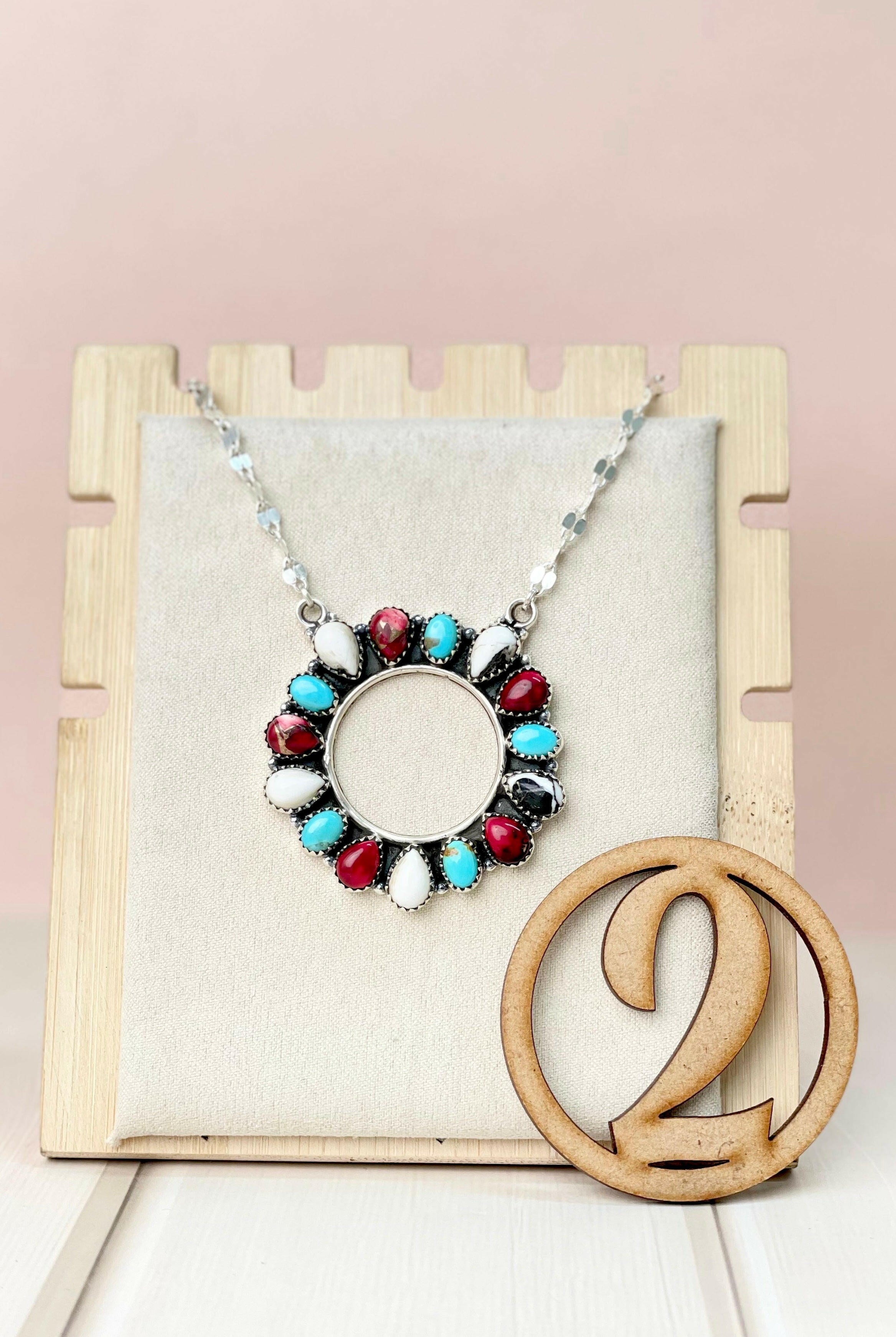 Canyon Dreams Halo Multistone Necklace-Necklaces-Krush Kandy, Women's Online Fashion Boutique Located in Phoenix, Arizona (Scottsdale Area)