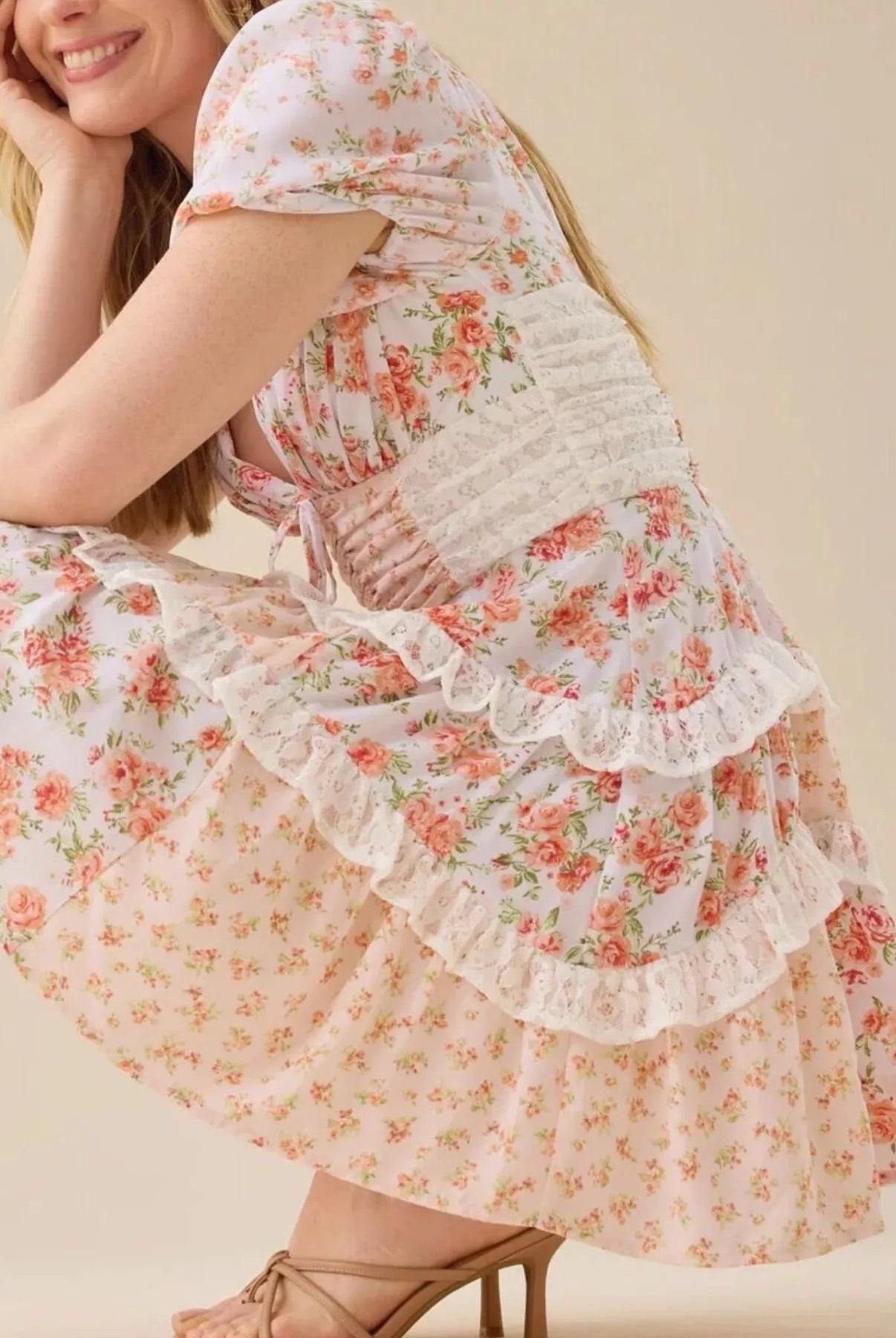 Floral Puff Sleeve Tiered Mini Dress-Dresses-Krush Kandy, Women's Online Fashion Boutique Located in Phoenix, Arizona (Scottsdale Area)