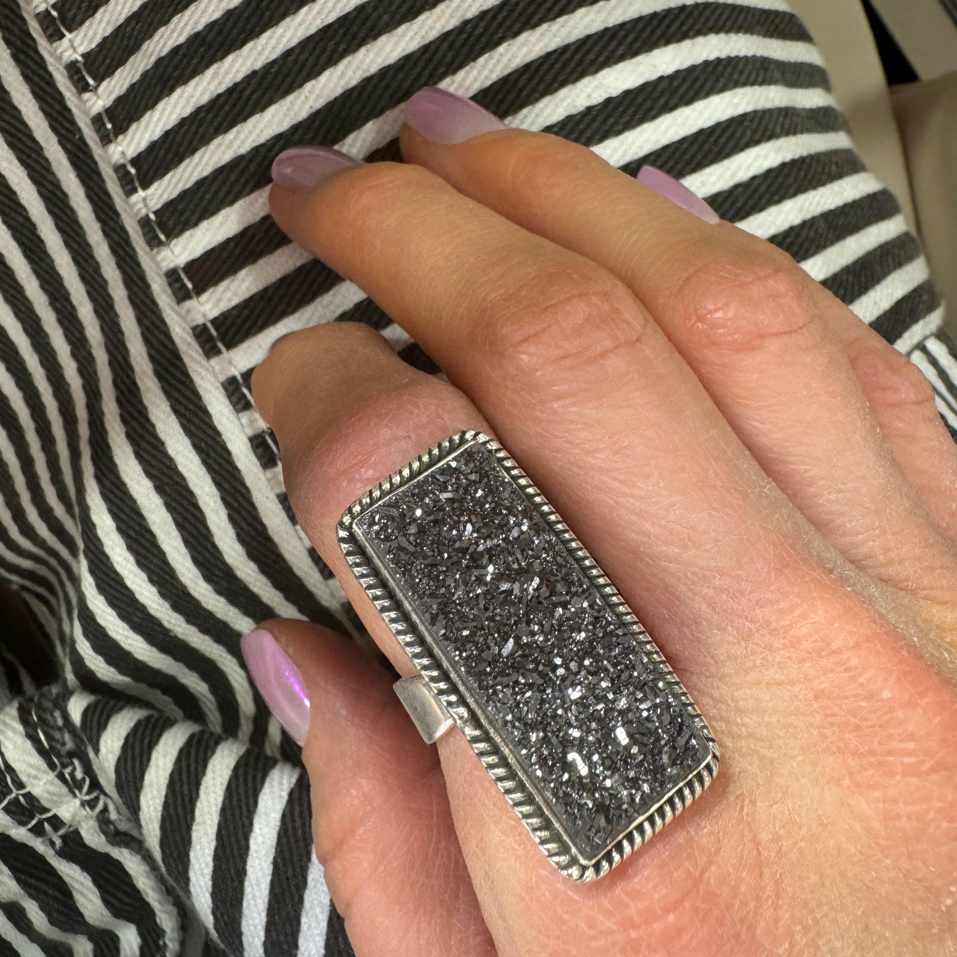 Druzy Bar Ring | MADE TO ORDER-Ring-Krush Kandy, Women's Online Fashion Boutique Located in Phoenix, Arizona (Scottsdale Area)