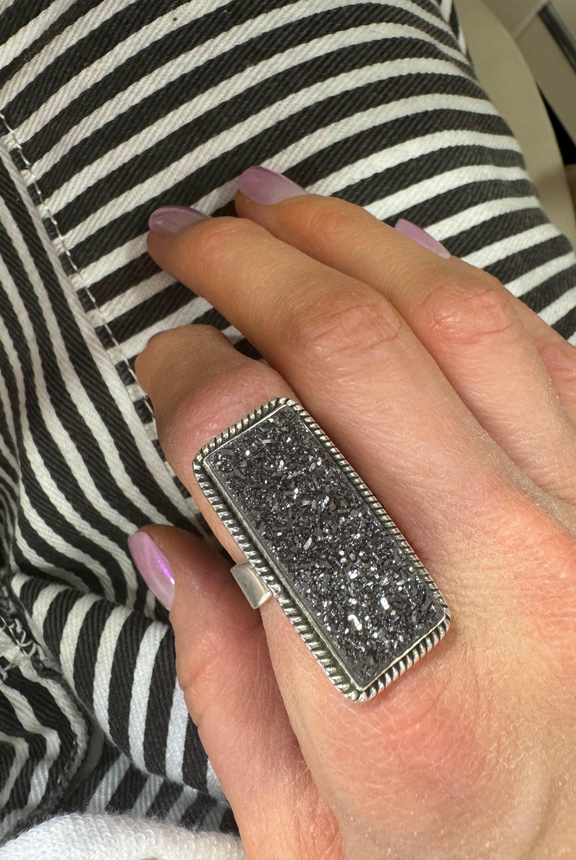 Druzy Bar Ring | MADE TO ORDER-Ring-Krush Kandy, Women's Online Fashion Boutique Located in Phoenix, Arizona (Scottsdale Area)