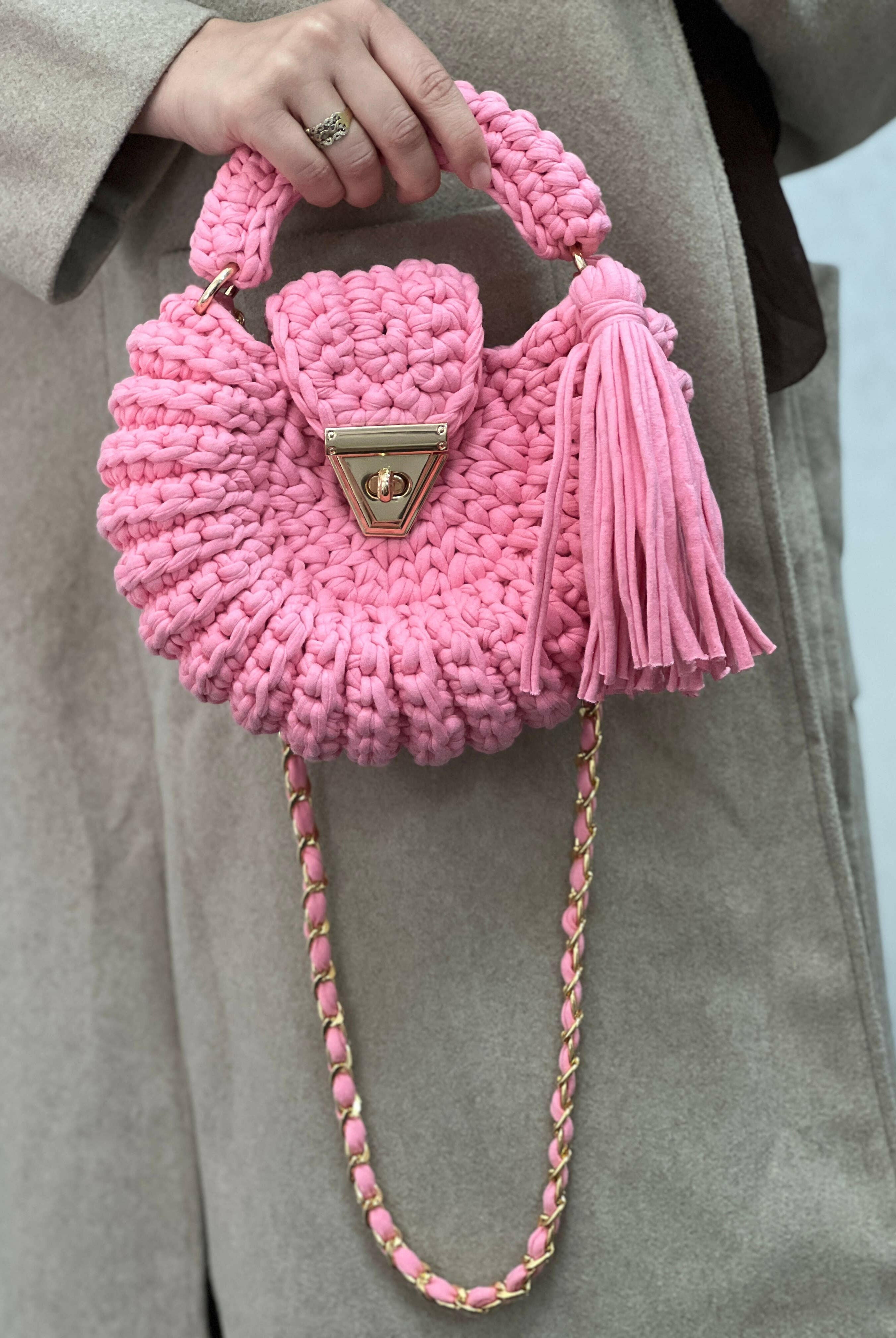 Bubblegum Sway Handmade Crochet Purse-handbags-Krush Kandy, Women's Online Fashion Boutique Located in Phoenix, Arizona (Scottsdale Area)