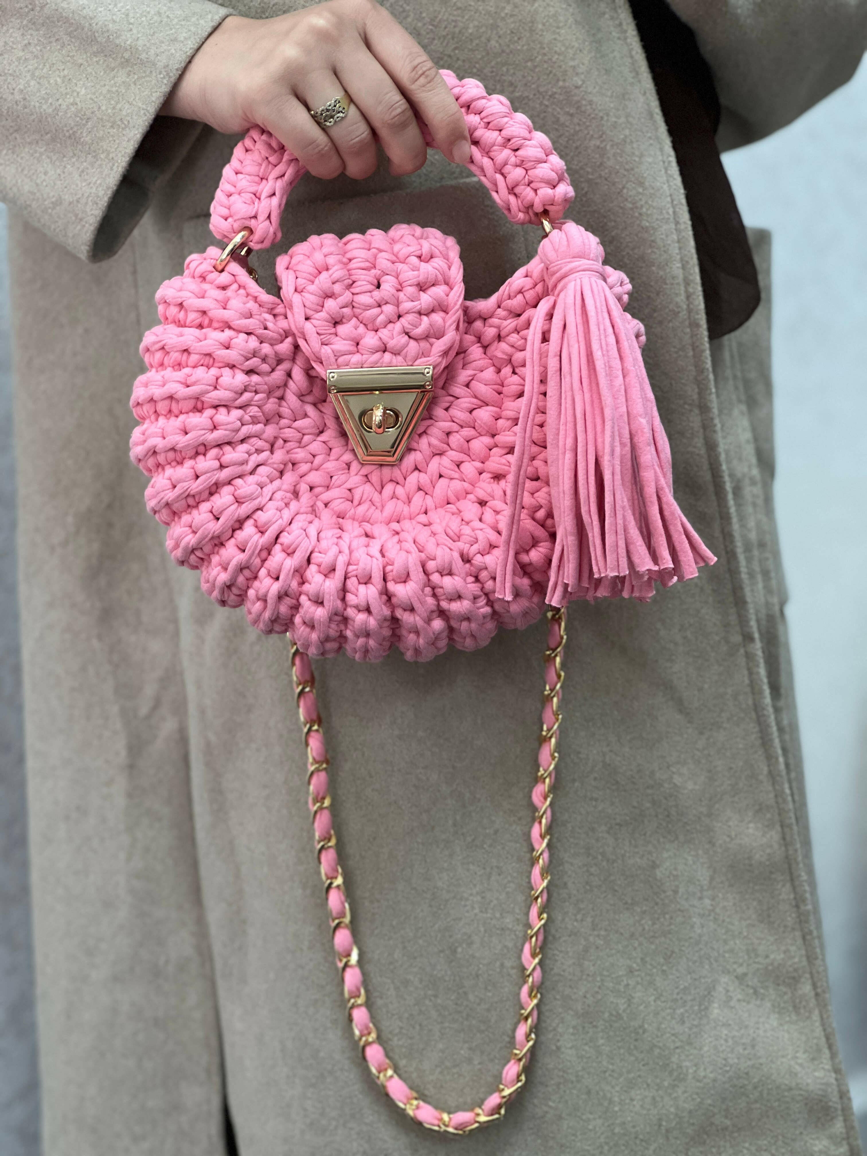 Bubblegum Sway Handmade Crochet Purse-handbags-Krush Kandy, Women's Online Fashion Boutique Located in Phoenix, Arizona (Scottsdale Area)