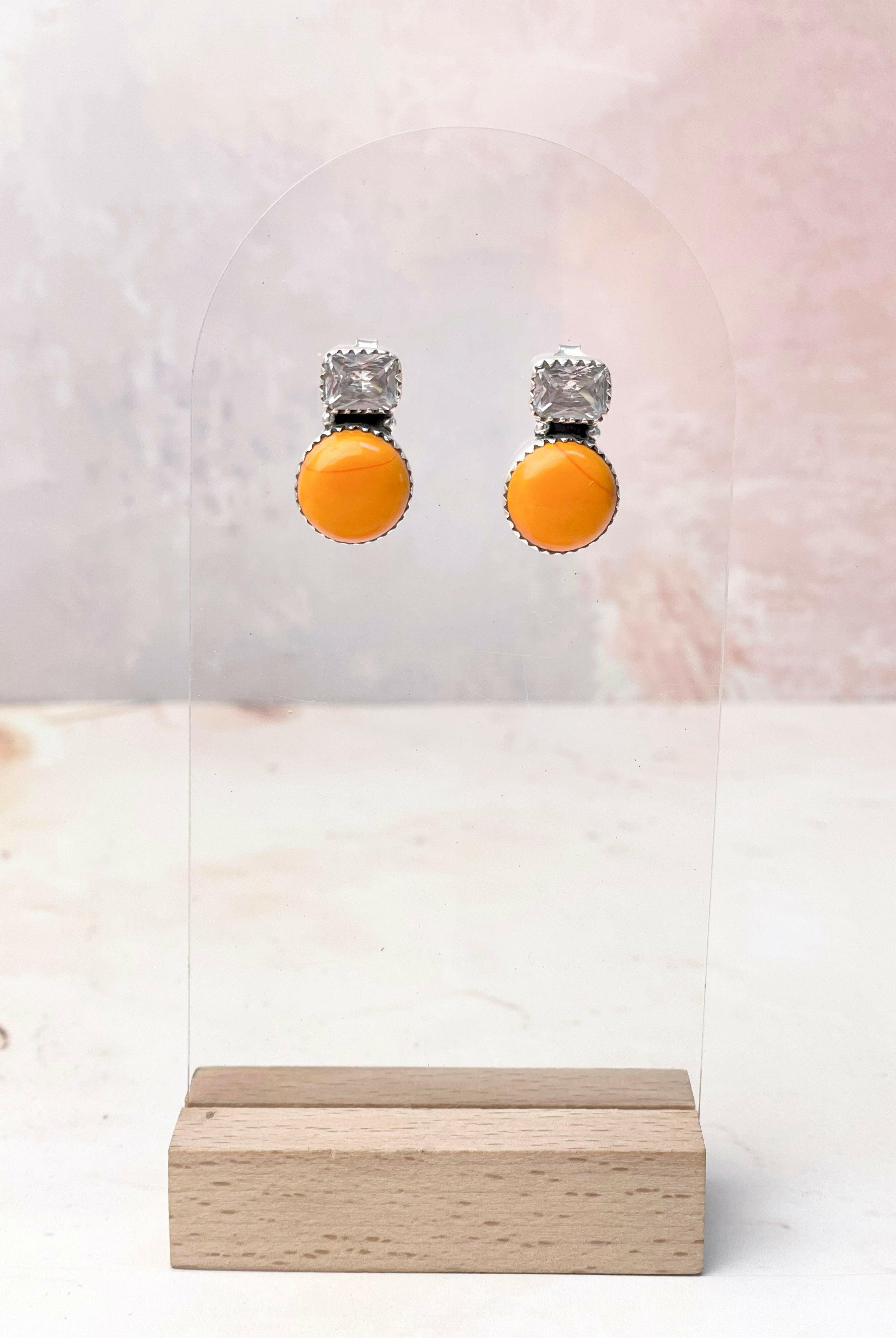 Kristyn's Tangerine Rosarita Studs-Earrings-Krush Kandy, Women's Online Fashion Boutique Located in Phoenix, Arizona (Scottsdale Area)