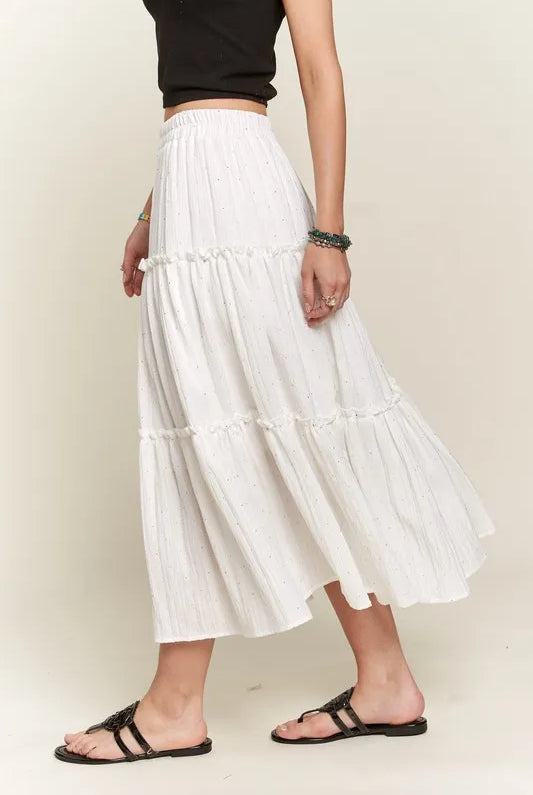 ADORA Rhinestone Accent Tiered Skirt-Skirts-Krush Kandy, Women's Online Fashion Boutique Located in Phoenix, Arizona (Scottsdale Area)