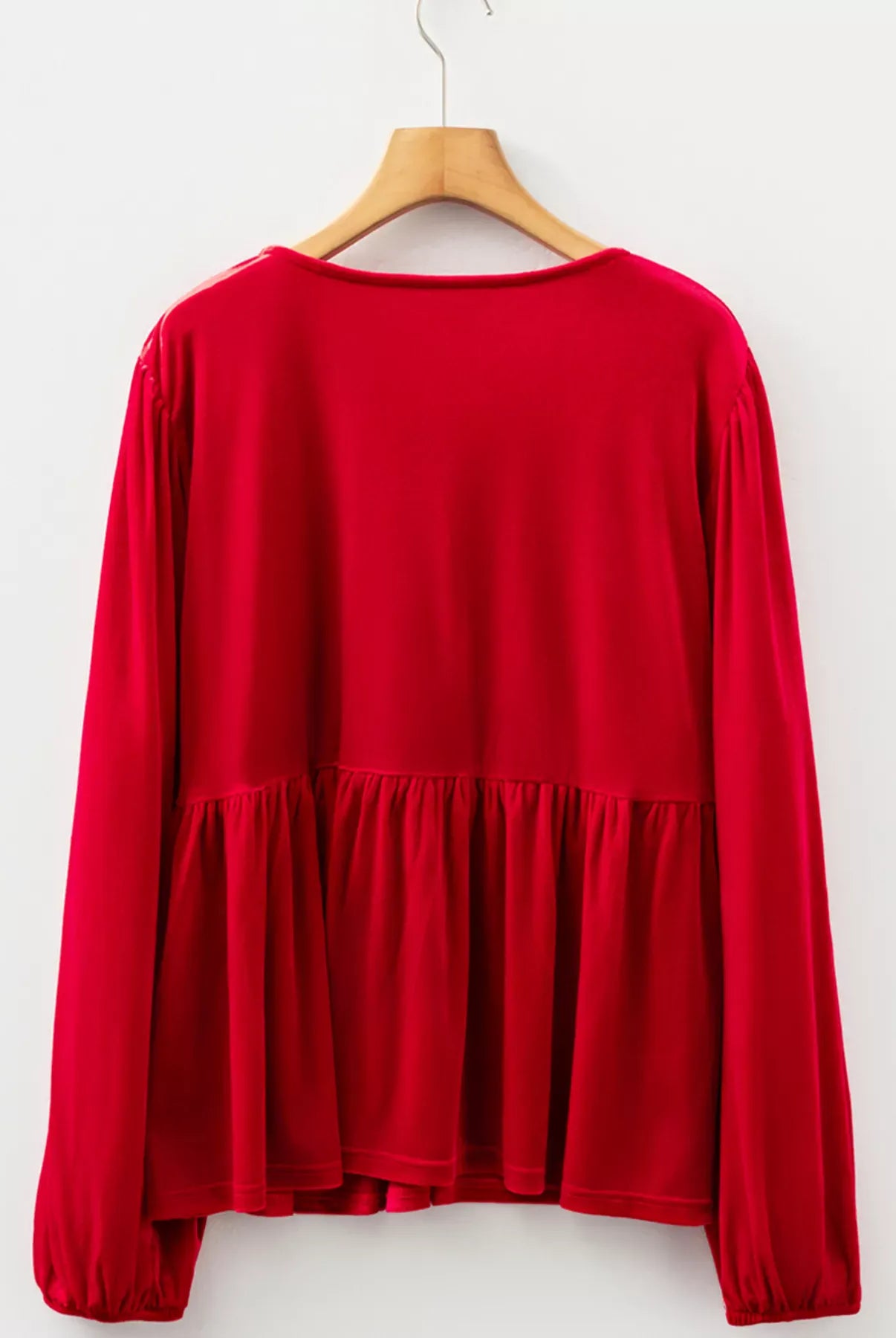 Plus Size Tie Front Velvet Peplum Blouse-Blouses-Krush Kandy, Women's Online Fashion Boutique Located in Phoenix, Arizona (Scottsdale Area)